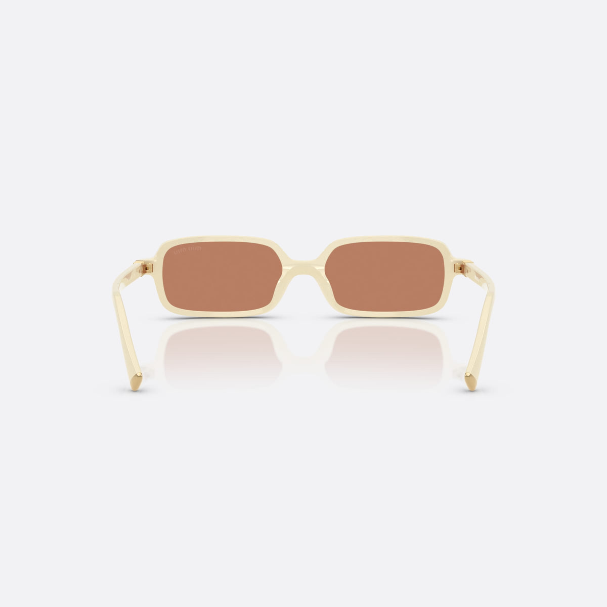 Miu Miu MU 11ZS 21D90Q sunglasses, white rectangle frame for women, plain bridge joining lenses, full-rim thick frame, back view