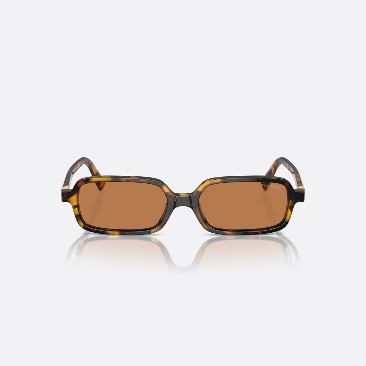 Miu Miu MU 11ZS VAU-2Z1 sunglasses, havana rectangle frame for women, plain bridge, integrated, brand lettering on temples, front view