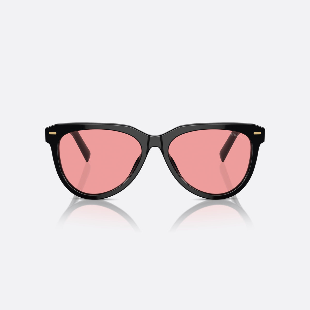Ochelari de soare Miu Miu MU 12ZS 16K-1D0, geometrica negru, pentru femei, punte simplă, integrată în ramă, ramă completă, vedere din față