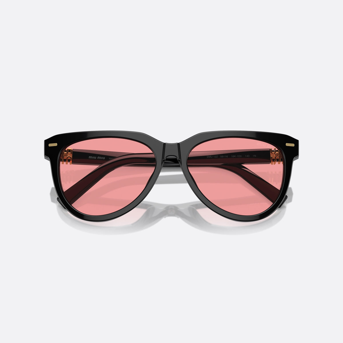 Ochelari de soare Miu Miu MU 12ZS 16K-1D0, geometrica negru, pentru femei, punte simplă, integrată în ramă, ramă completă, cu brațele pliate