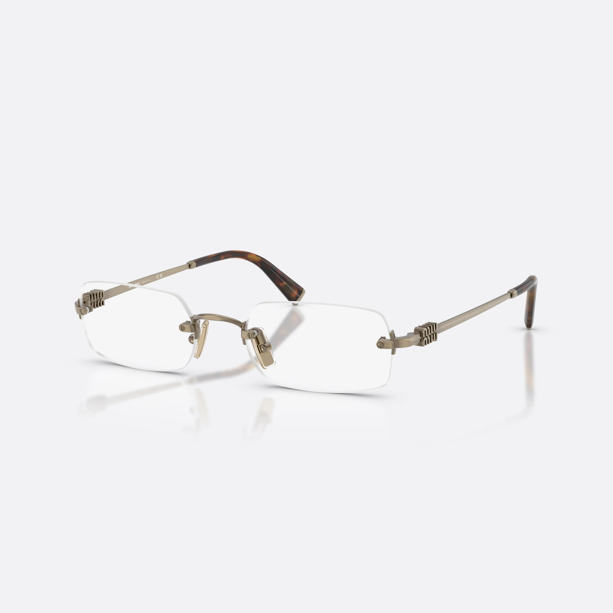 Rame ochelari de vedere Miu Miu MU 50YV 26C1O1, rectangulari auriu, pentru femei, punte metalică simplă, literele brandului pe brațe