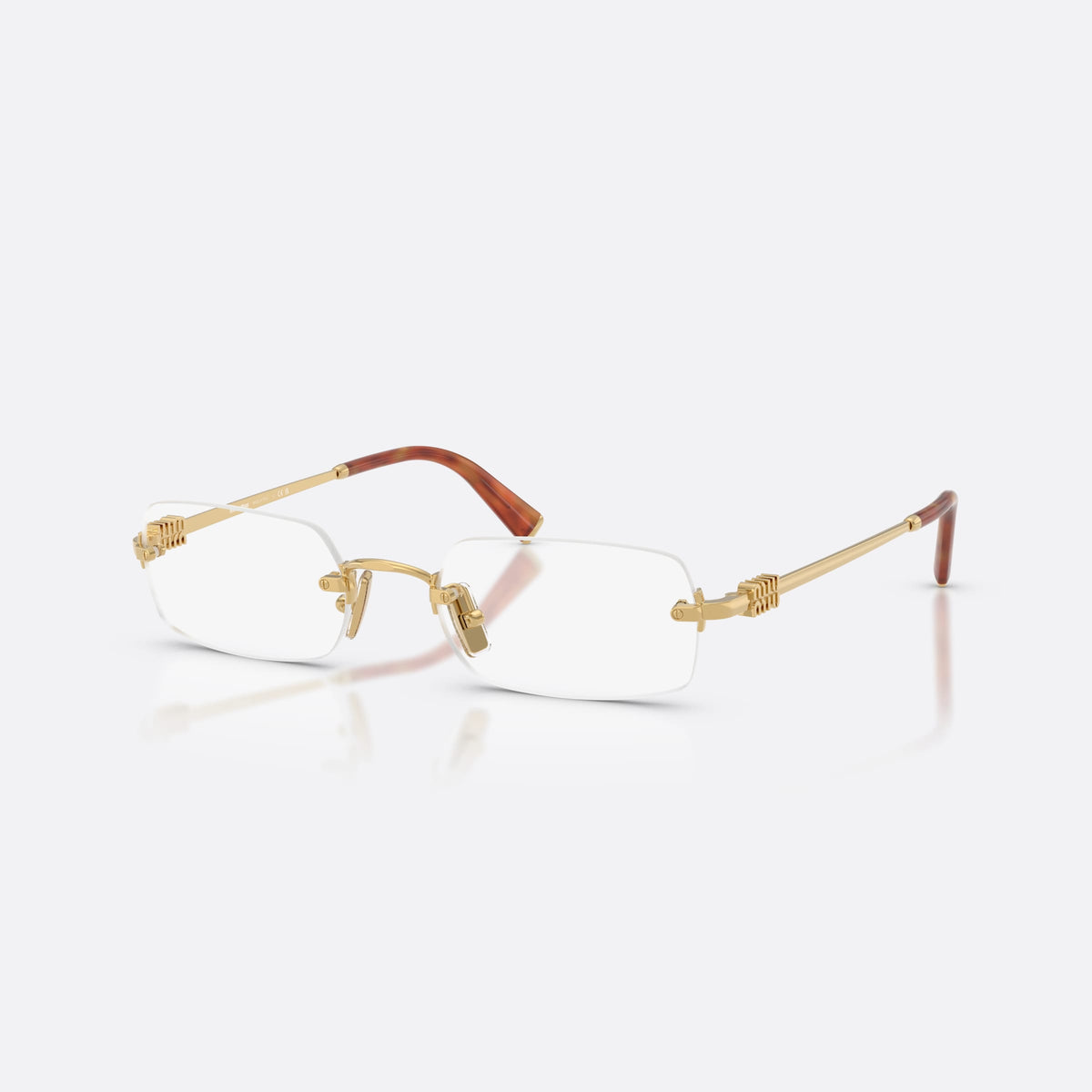 Rame ochelari de vedere Miu Miu MU 50YV 5AK1O1, rectangulari auriu, pentru femei, punte metalică cu arc curbat, finisaj metalic lustruit