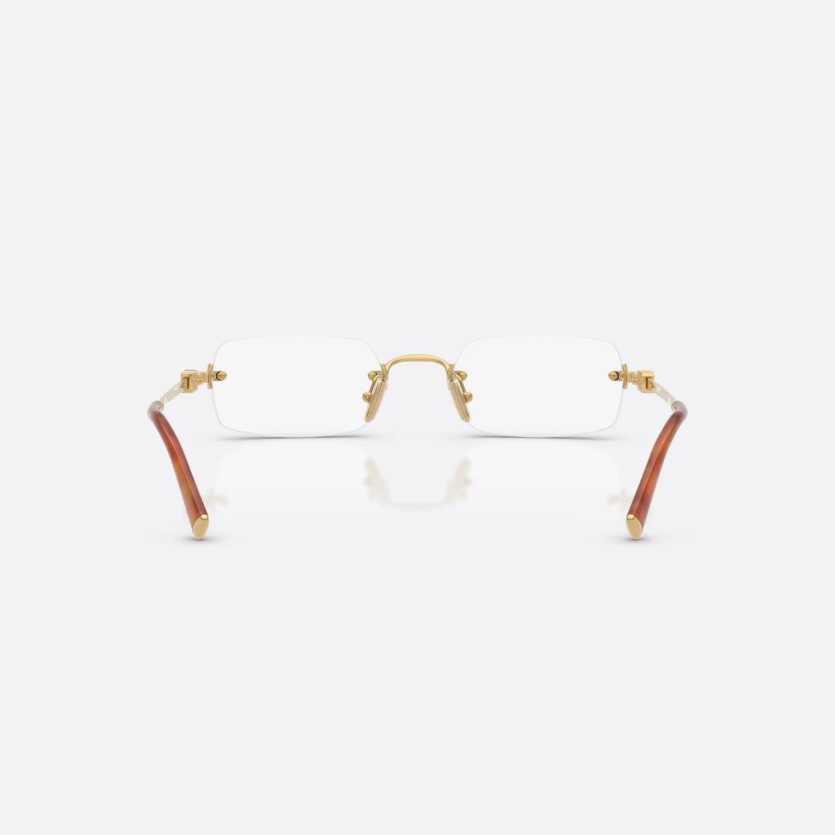 Rame ochelari de vedere Miu Miu MU 50YV 5AK1O1, rectangulari auriu, pentru femei, punte metalică cu arc curbat, finisaj metalic lustruit, vedere din spate