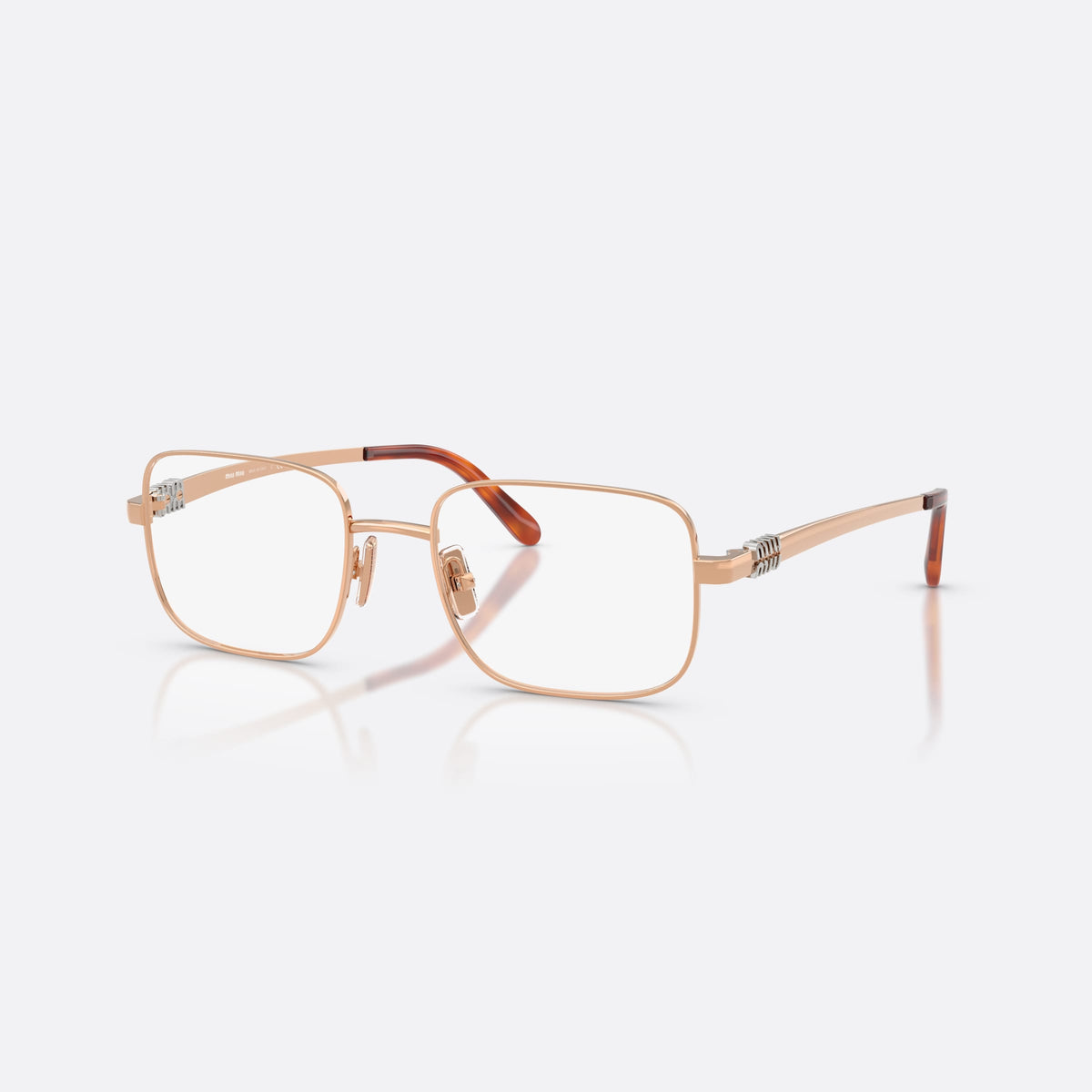 Rame ochelari de vedere Miu Miu MU 51ZV ZVF1O1, rectangulari roz, pentru femei, punte metalică simplă, literele brandului pe brațe