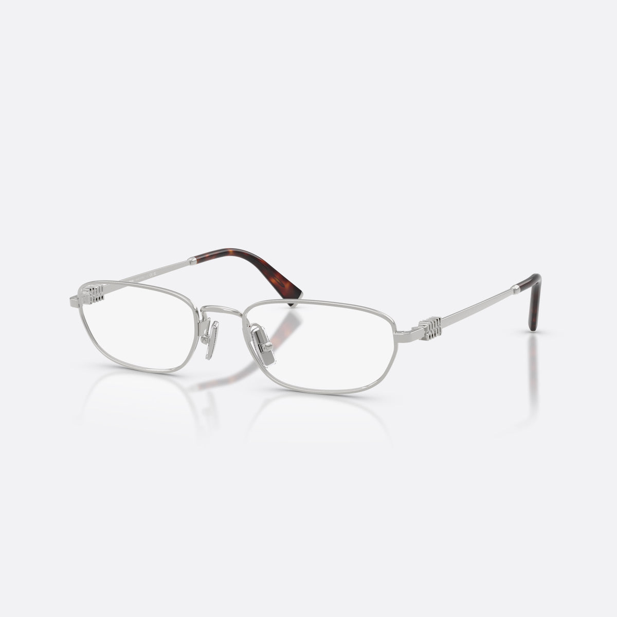 Rame ochelari de vedere Miu Miu MU 52ZV 1BC1O1, neregulat argintiu, pentru femei, punte metalică simplă, logoul brandului pe brațe