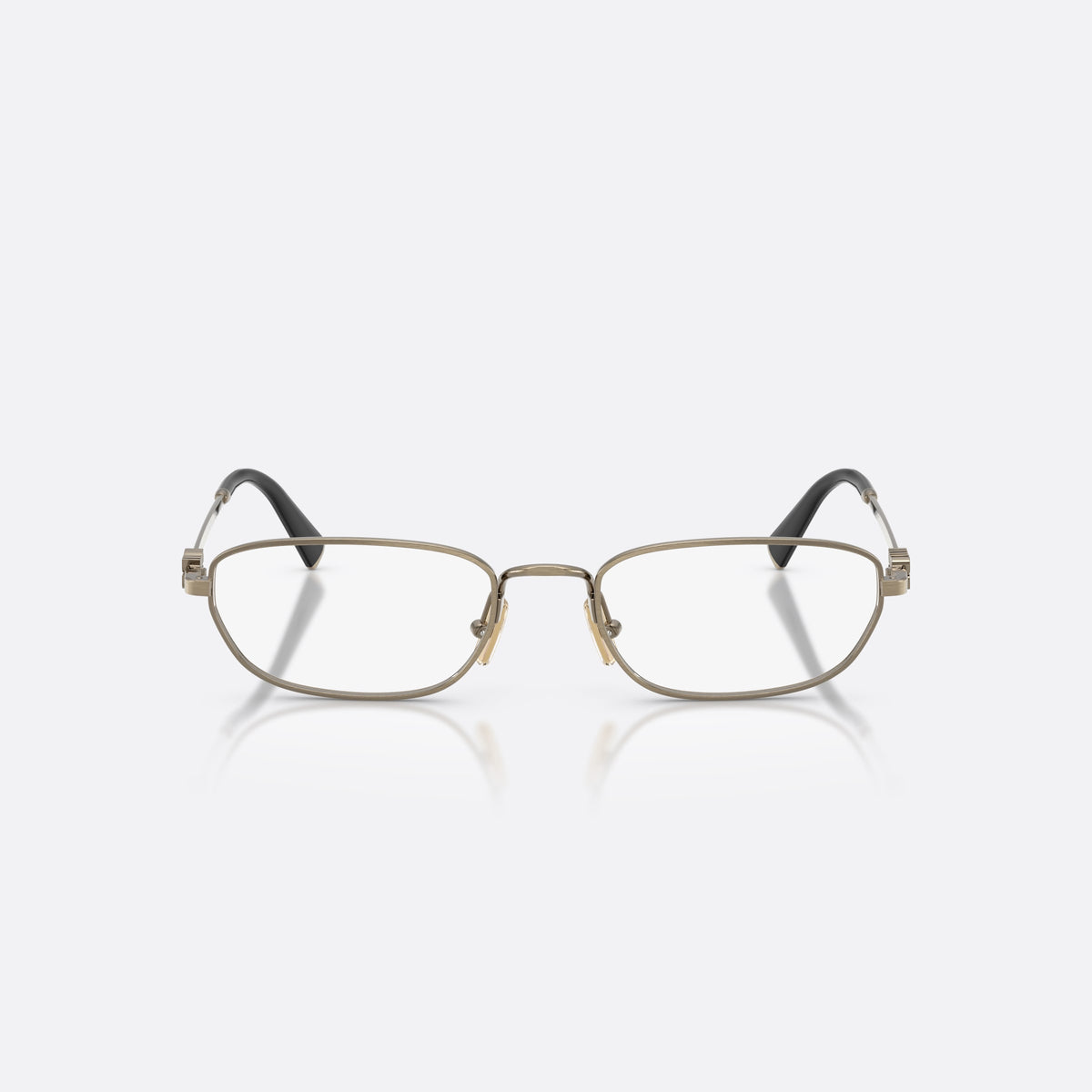 Rame ochelari de vedere Miu Miu MU 52ZV 26C1O1, neregulat auriu, pentru femei, punte metalică simplă, placă cu logoul brandului pe brațe, vedere din față