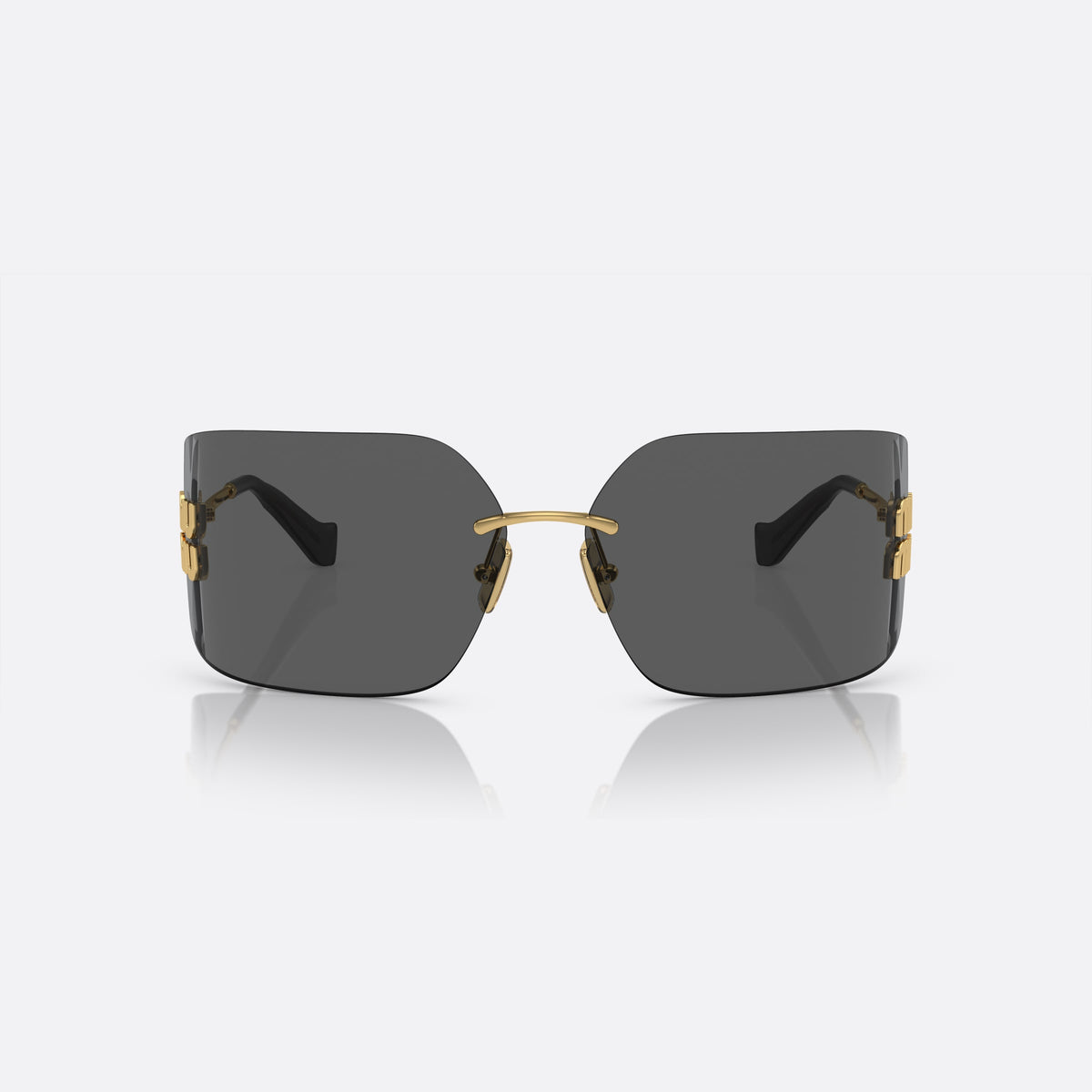 Miu Miu MU 54YS 5AK5/S0 sunglasses, gold irregular frame for women, thin metal bridge, brand lettering on temples, front view