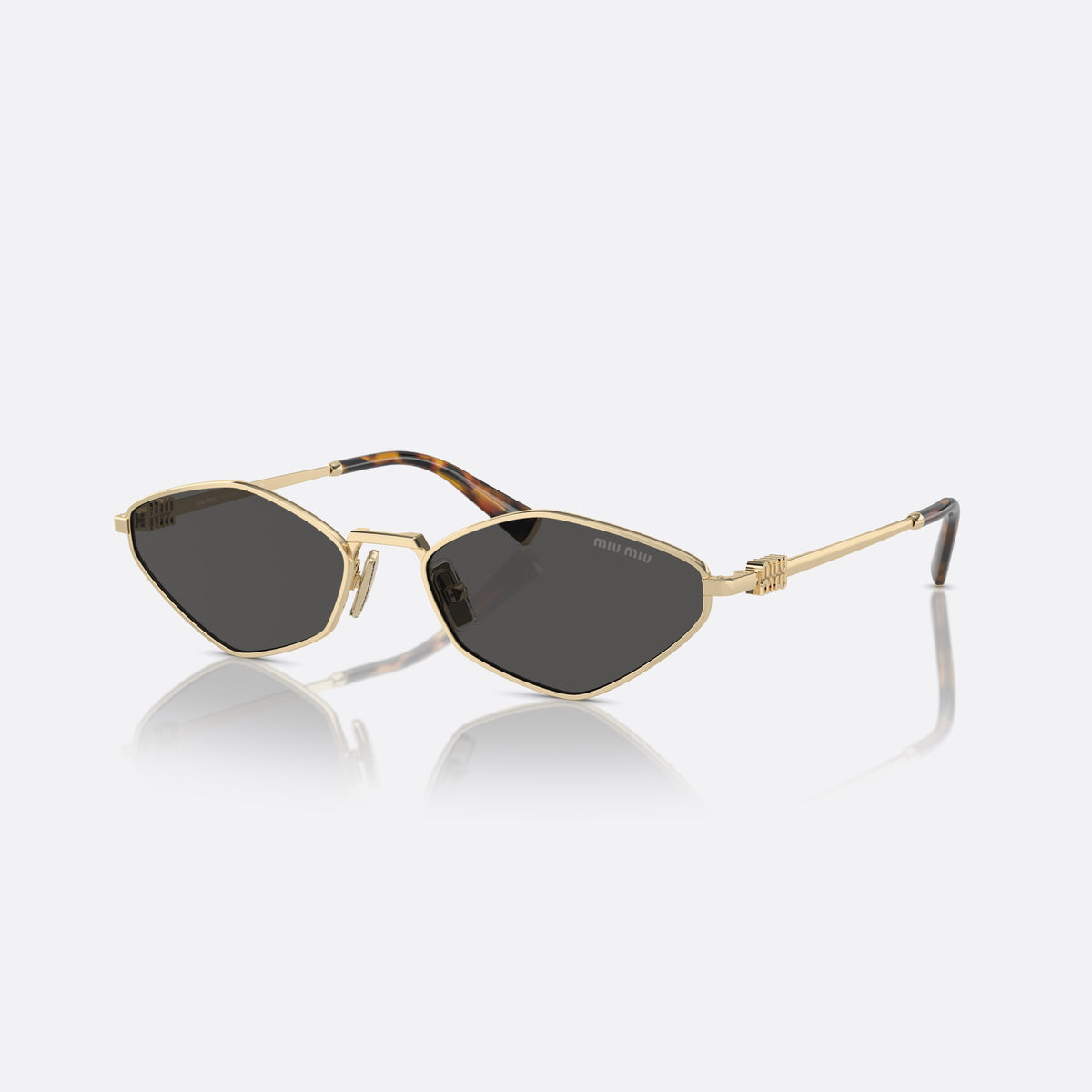 Ochelari de soare Miu Miu MU 56ZS ZVN-5S0, neregulat auriu, pentru femei, punte metalică simplă, placă cu logoul brandului pe brațe