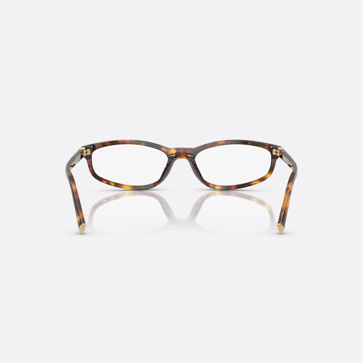 Ochelari de soare Miu Miu MU A06S 14L08N, neregulat havana, pentru femei, punte simplă, literele brandului pe brațe, ramă completă, vedere din spate