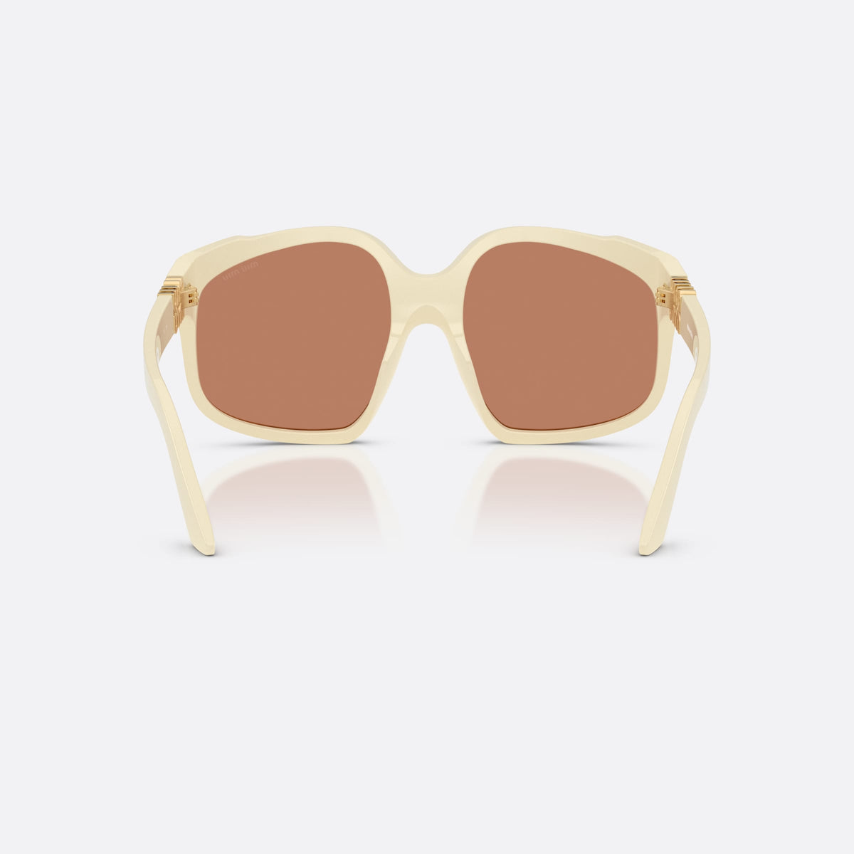 Miu Miu MU A07S 21D90Q sunglasses, white irregular frame for women, plain bridge, brand lettering on temples, full rim, back view