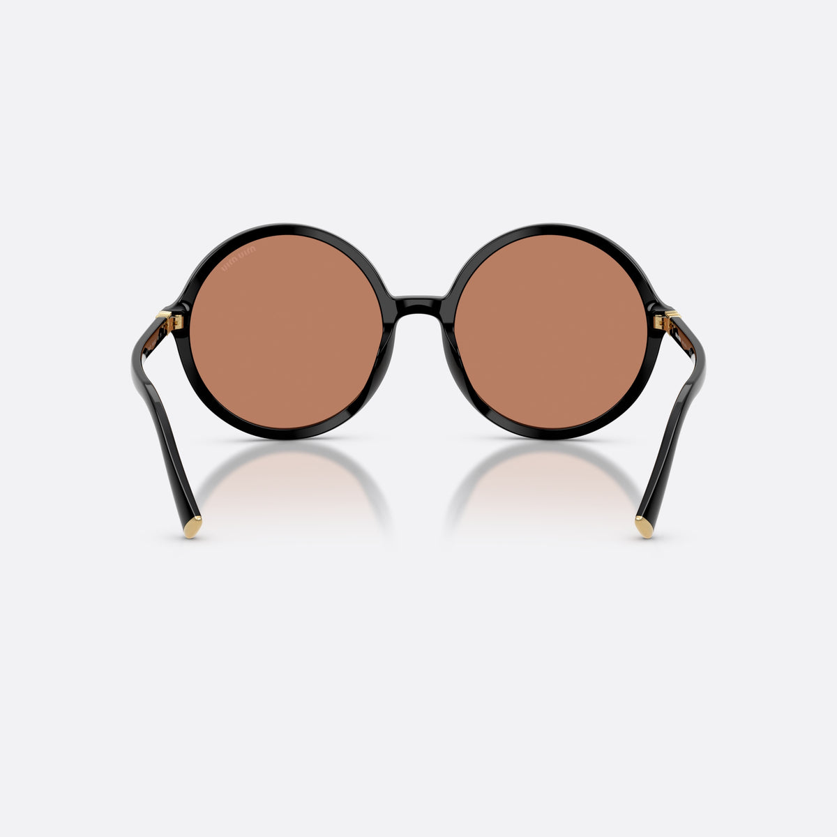 Ochelari de soare Miu Miu MU B02S 16K90Q, rotunzi negru, pentru femei, punte simplă, litere ale brandului pe brațe, brațe conice, vedere din spate