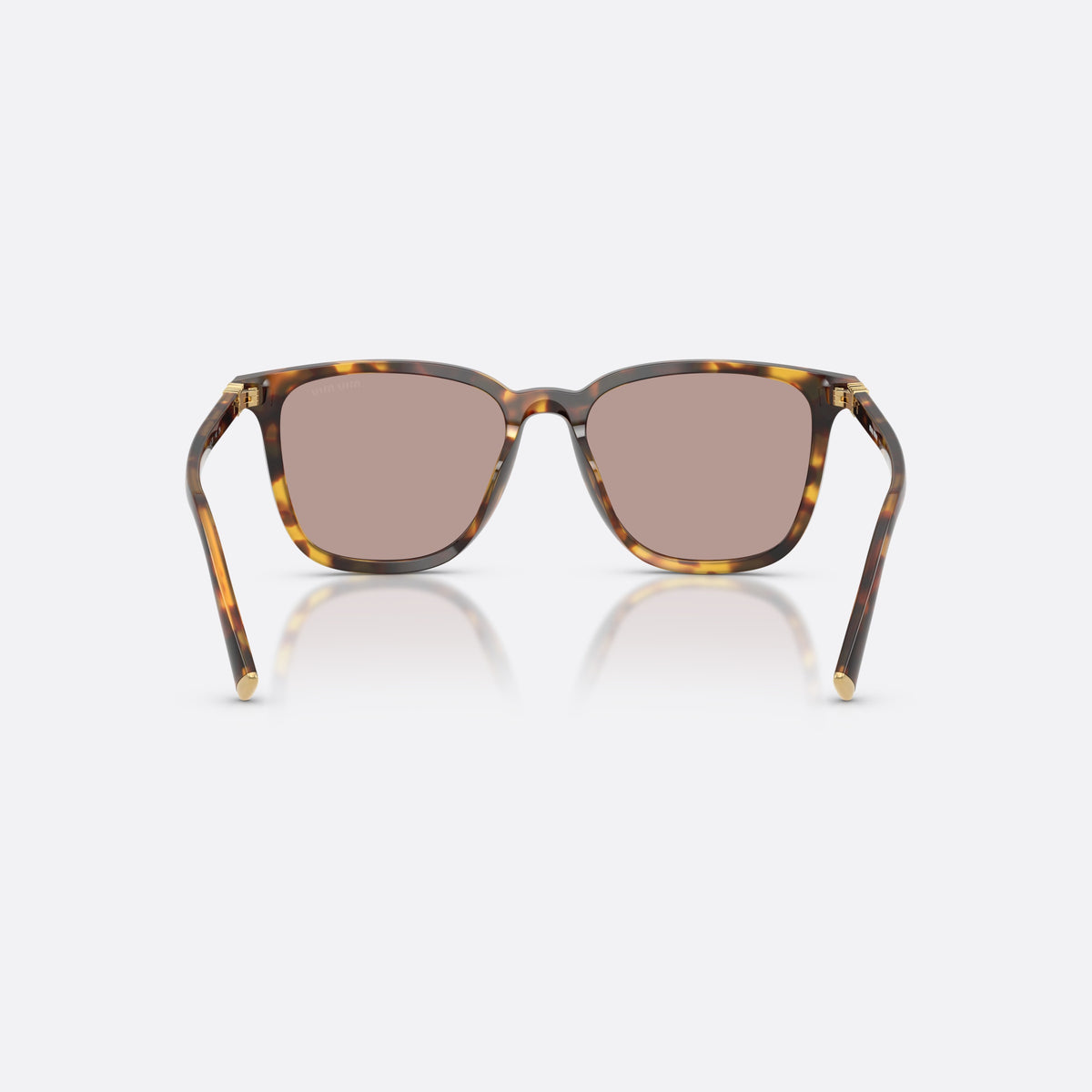 Ochelari de soare Miu Miu MU B03S 14L20I, patrati havana, pentru femei, punte simplă, literele brandului pe braț, ramă completă, vedere din spate