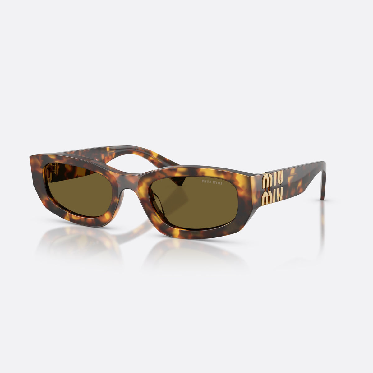 Ochelari de soare Miu Miu MU B04S 14L09Z, neregulat havana, pentru femei, punte simplă, literele brandului pe brațe, ramă completă