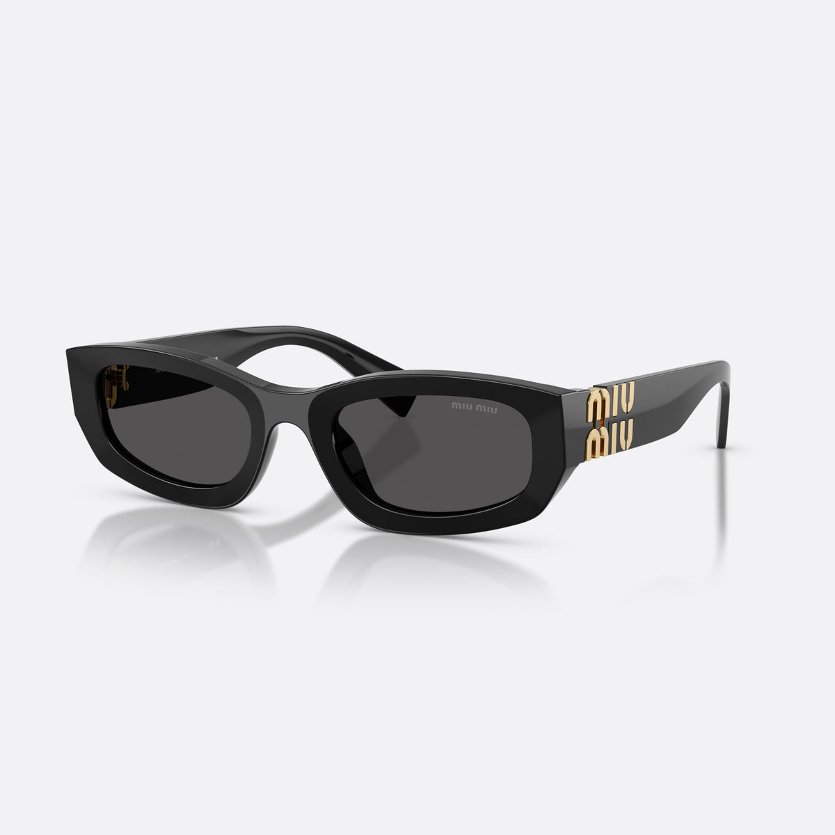 Ochelari de soare Miu Miu MU B04S 16K08Z, neregulat negru, pentru femei, punte integrată simplă, literele brandului pe brațe
