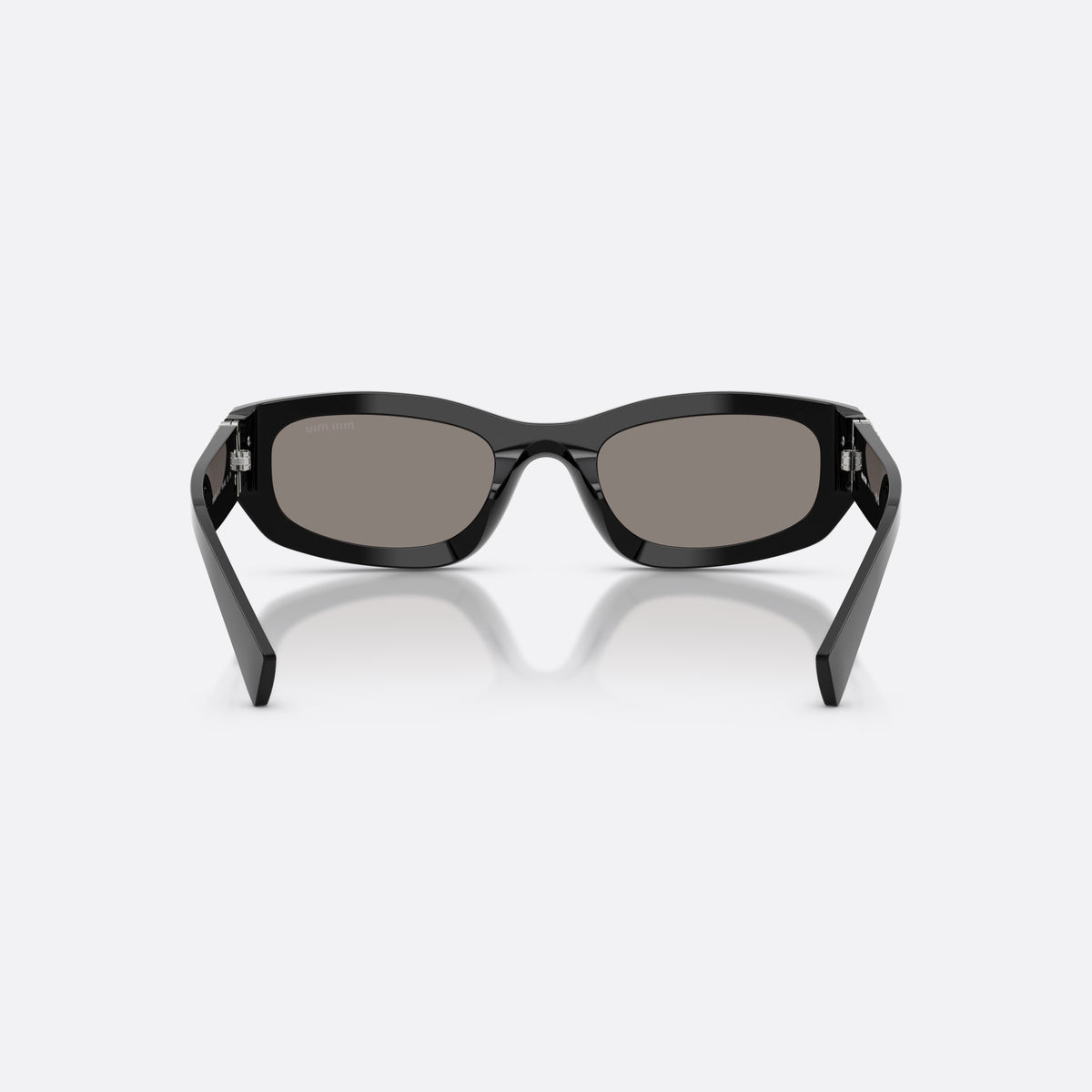 Ochelari de soare Miu Miu MU B04S 16K80Q, neregulat negru, pentru femei, punte simplă, litere ale brandului pe brațe, ramă completă, vedere din spate