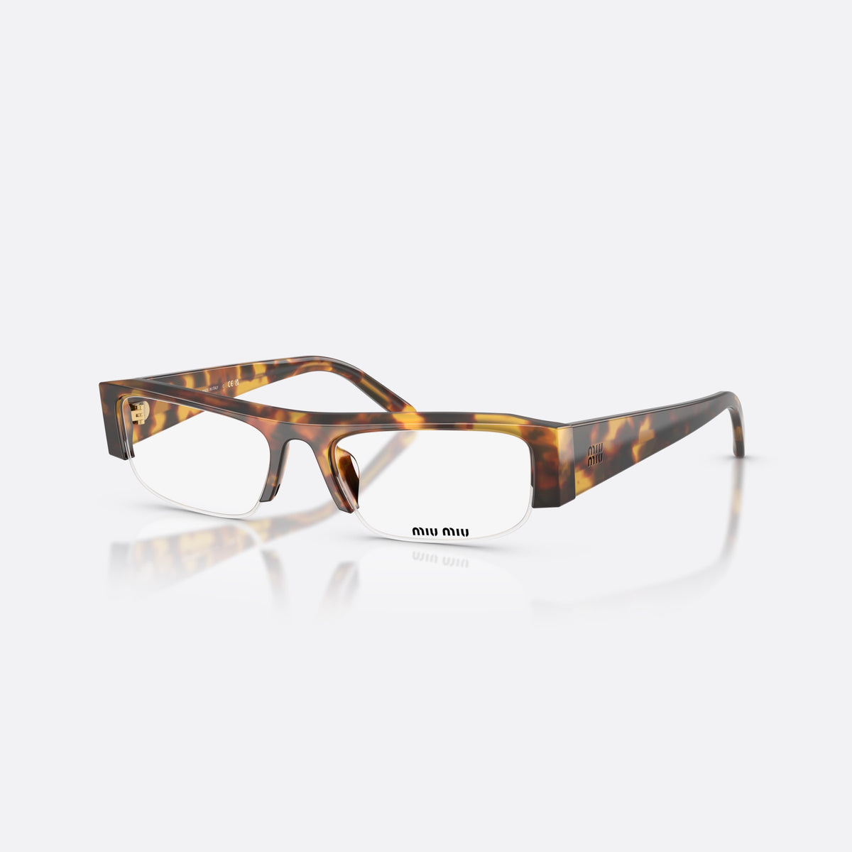 Ochelari de soare Miu Miu MU B07S 14L08N, rectangulari havana, pentru femei, punte simplă, litere ale brandului pe brațe