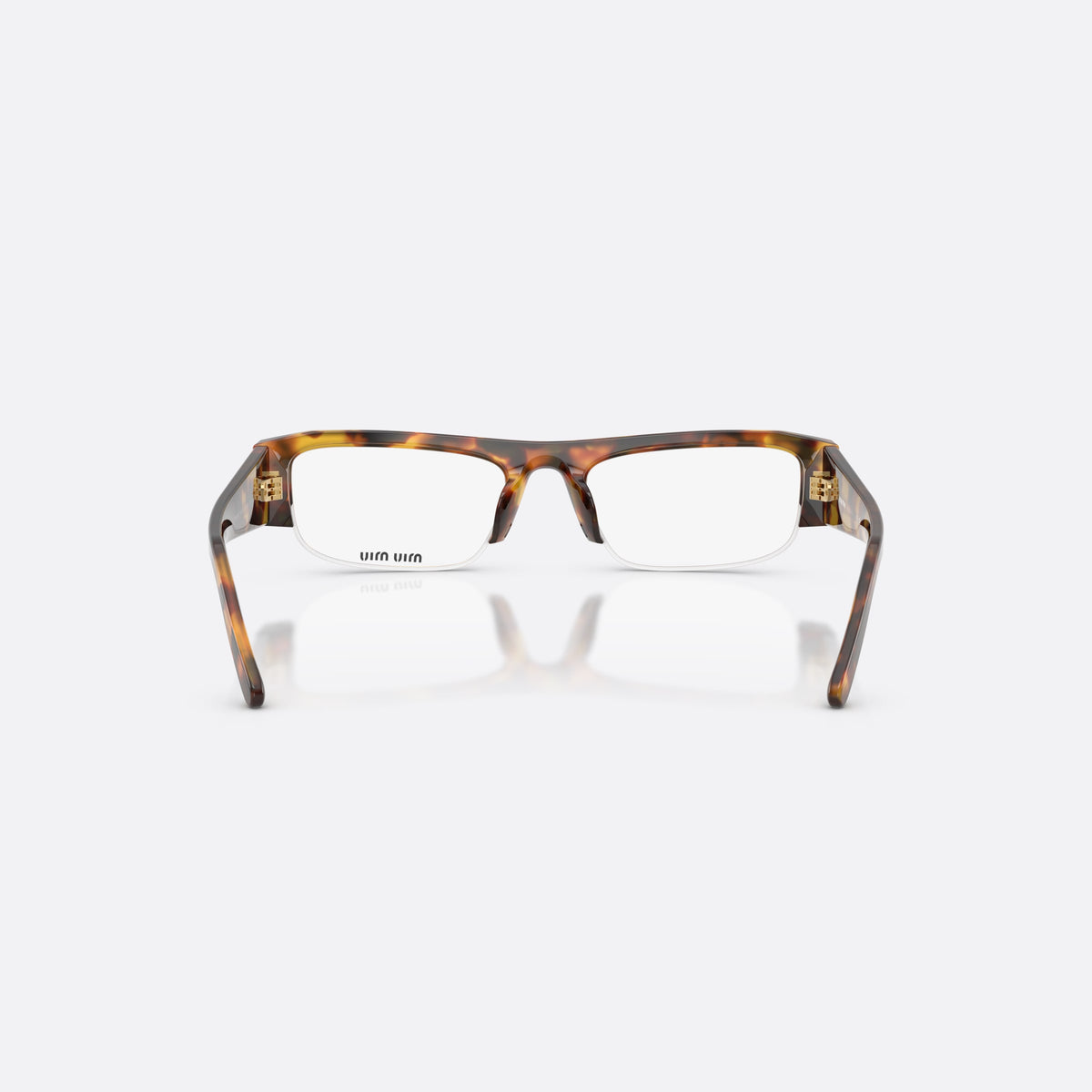 Ochelari de soare Miu Miu MU B07S 14L08N, rectangulari havana, pentru femei, punte simplă, litere ale brandului pe brațe, vedere din spate