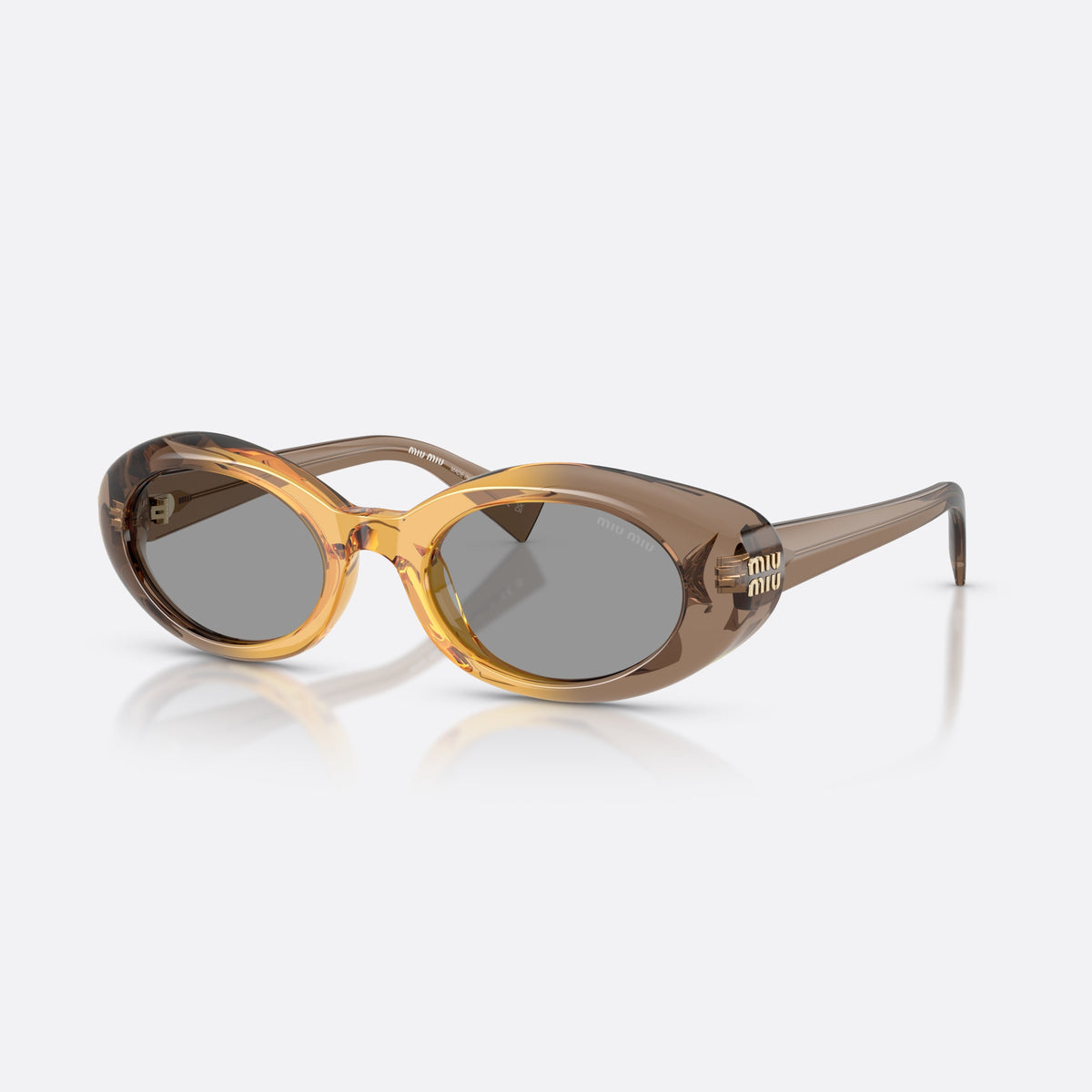 Ochelari de soare Miu Miu MU B09S 24M50Q, ovali bej, pentru femei, punte simplă, literele brandului pe braț, ramă completă