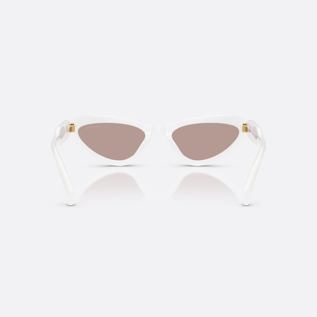 Ochelari de soare Miu Miu MU B11SU 20M20I, cat eye alb, pentru femei, punte simplă, literele brandului pe brațe, ramă completă, vedere din spate