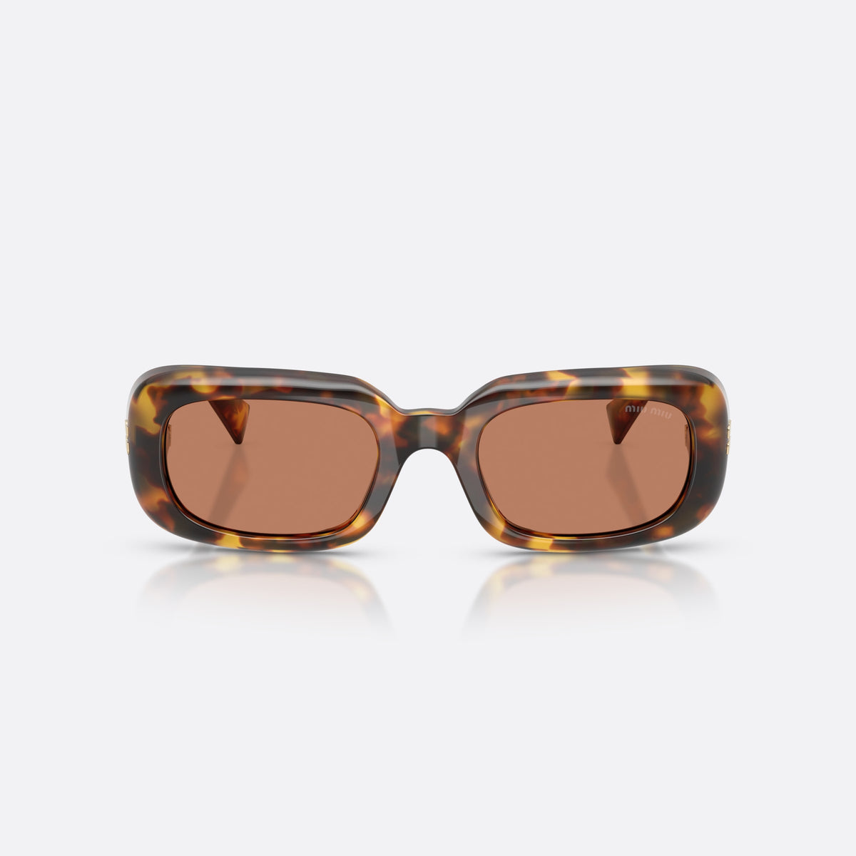 Ochelari de soare Miu Miu MU B13S 14L90Q, rectangulari havana, pentru femei, punte simplă, integrată în ramă, ramă completă, vedere din față