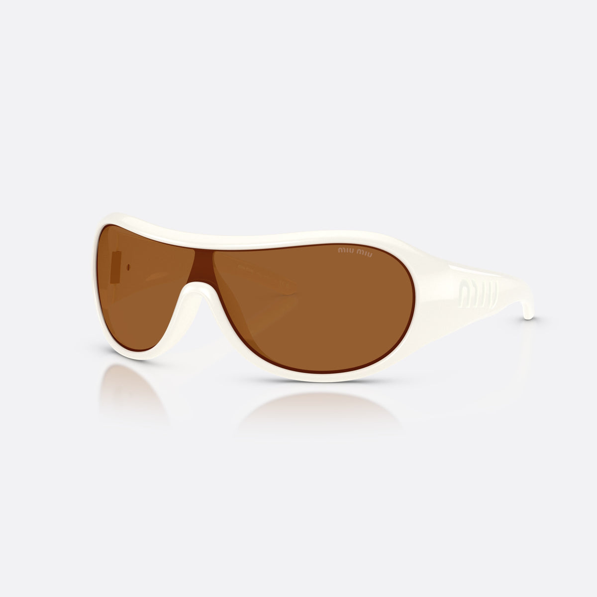 Miu Miu MU B14SU 17K20V sunglasses, white irregular frame for women, brand lettering on the temples, wide sculpted temples