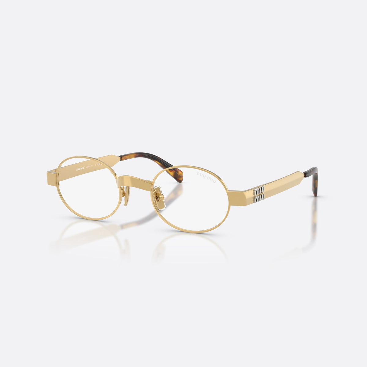 Ochelari de soare Miu Miu MU B51S 5AK10W, ovali auriu, pentru femei, punte metalică simplă, logo al brandului pe brațe