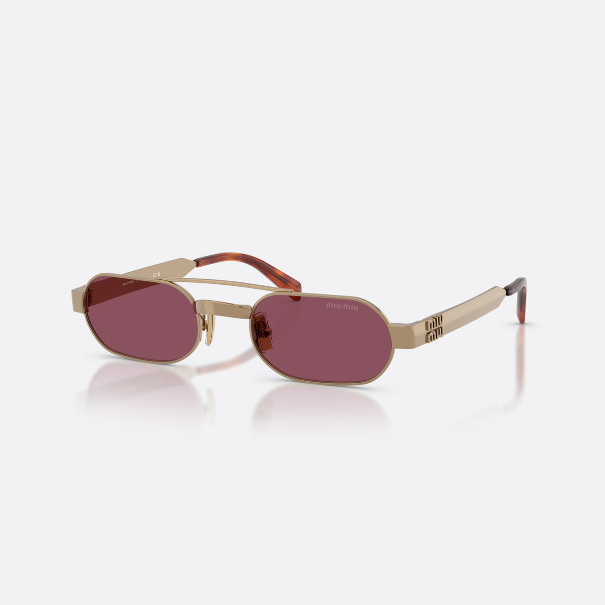 Ochelari de soare Miu Miu MU B52S 7OE30Y, ovali maro, pentru femei, punte dublă cu bară subțire superioară