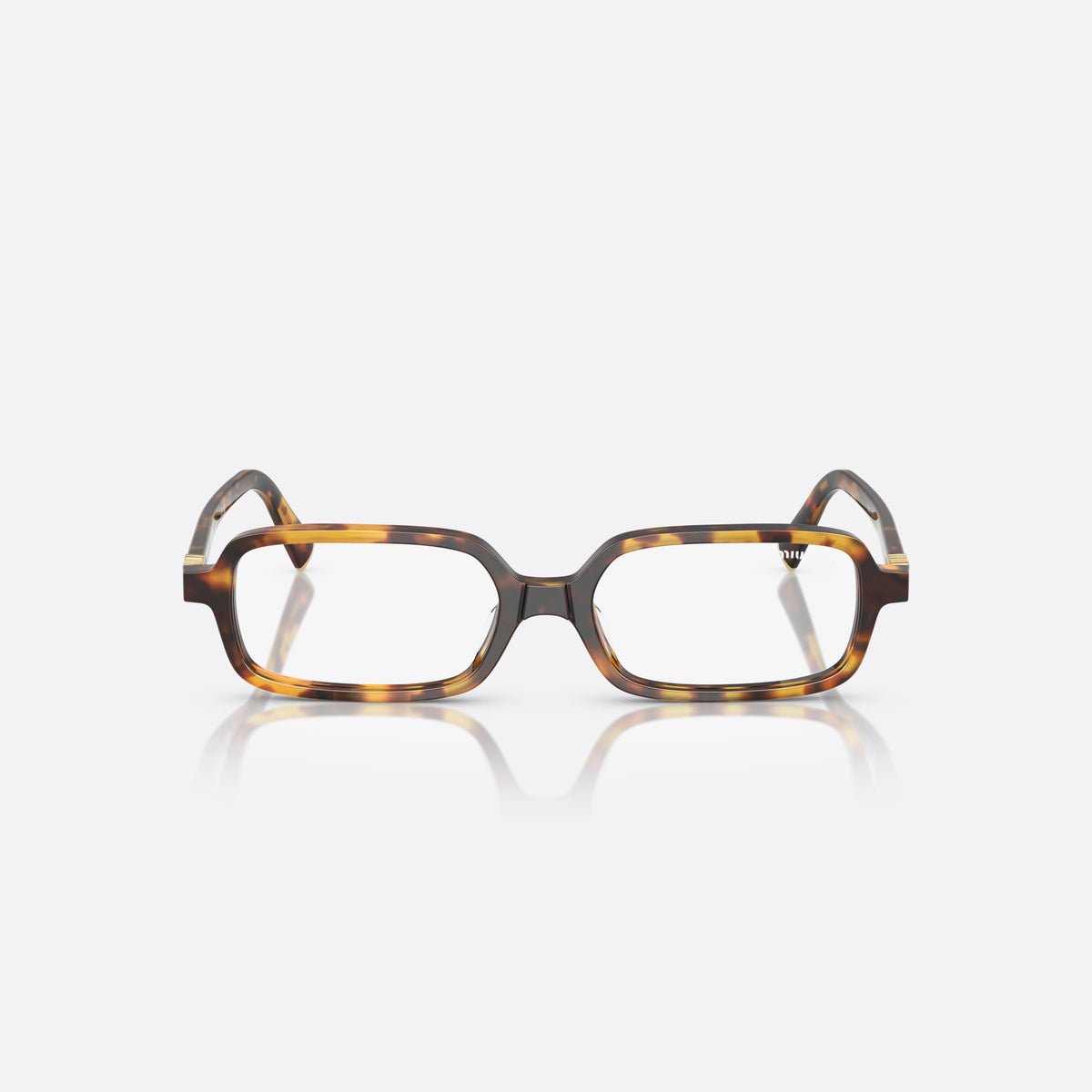 Ochelari de soare Miu Miu Regard MU 11ZS 14L08N, rectangulari havana, pentru femei, punte keyhole, litere ale brandului pe brațe, vedere din față
