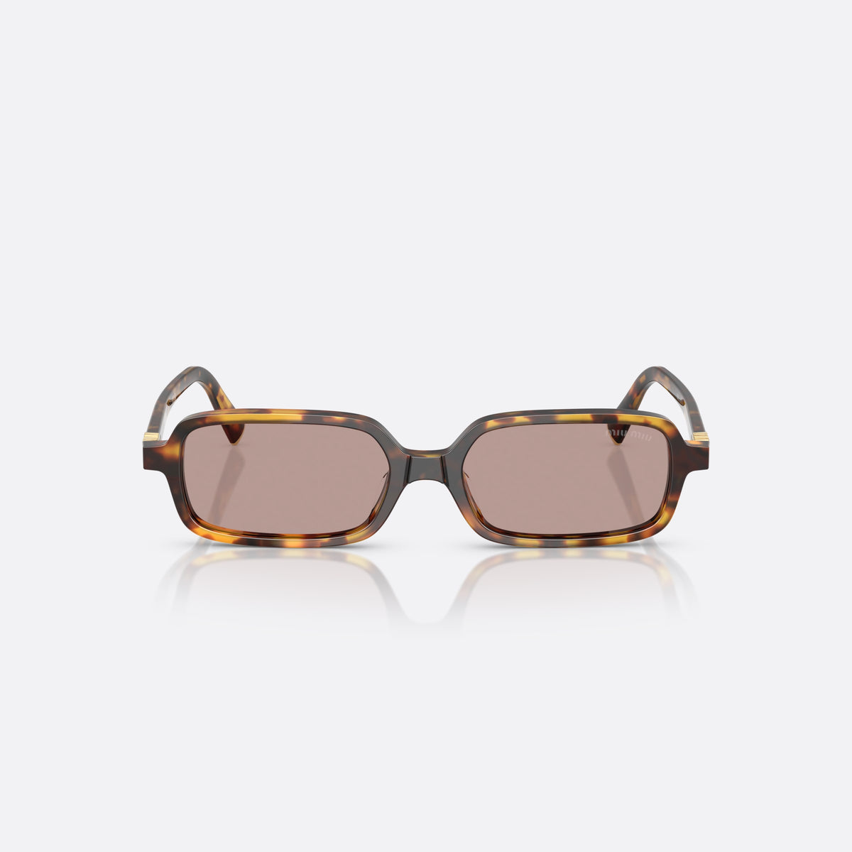 Miu Miu Regard MU 11ZS 14L20I sunglasses, havana rectangle frame for women, plain double bridge, brand lettering on temples, front view
