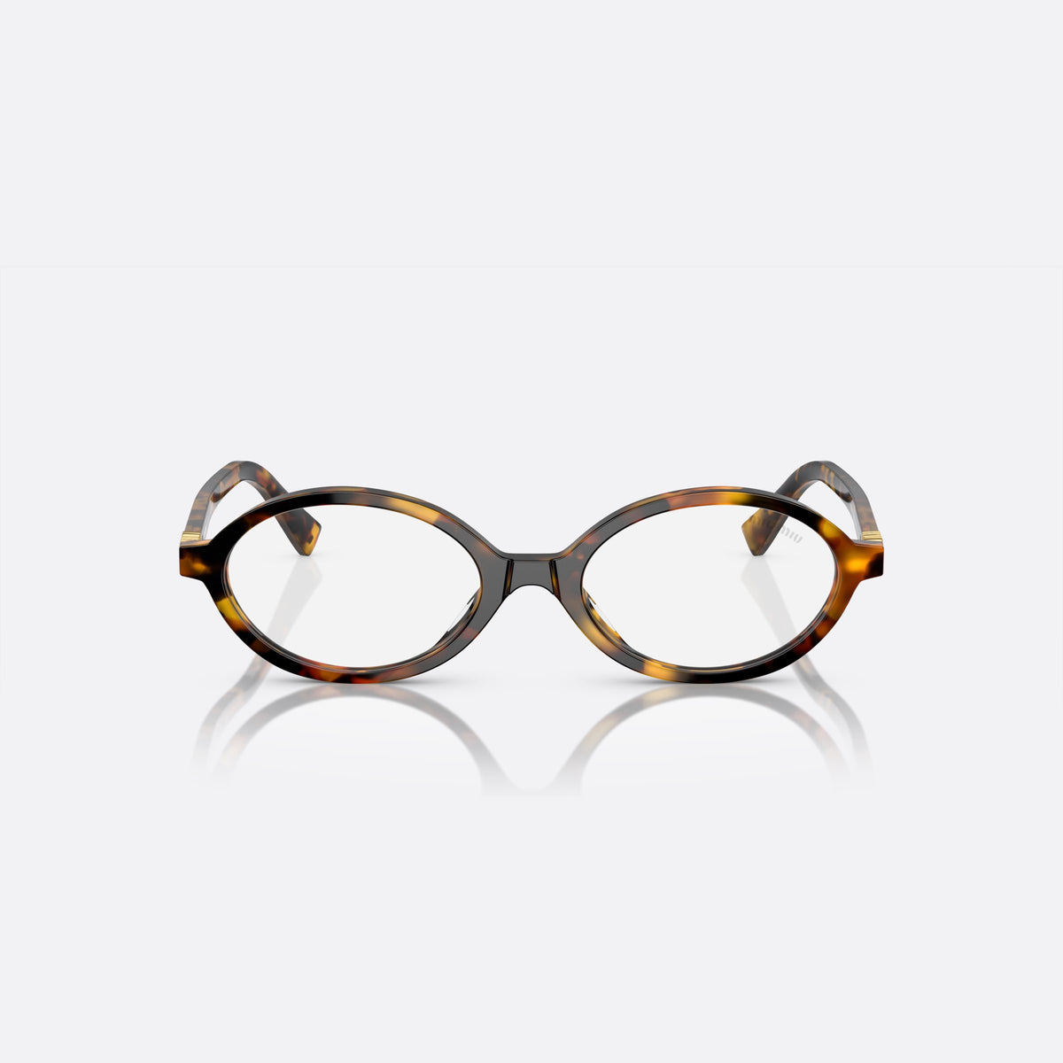 Miu Miu SMU 04ZS VAU-08N sunglasses, havana oval frame for women, plain bridge, brand lettering on temples, full-rim frame, front view