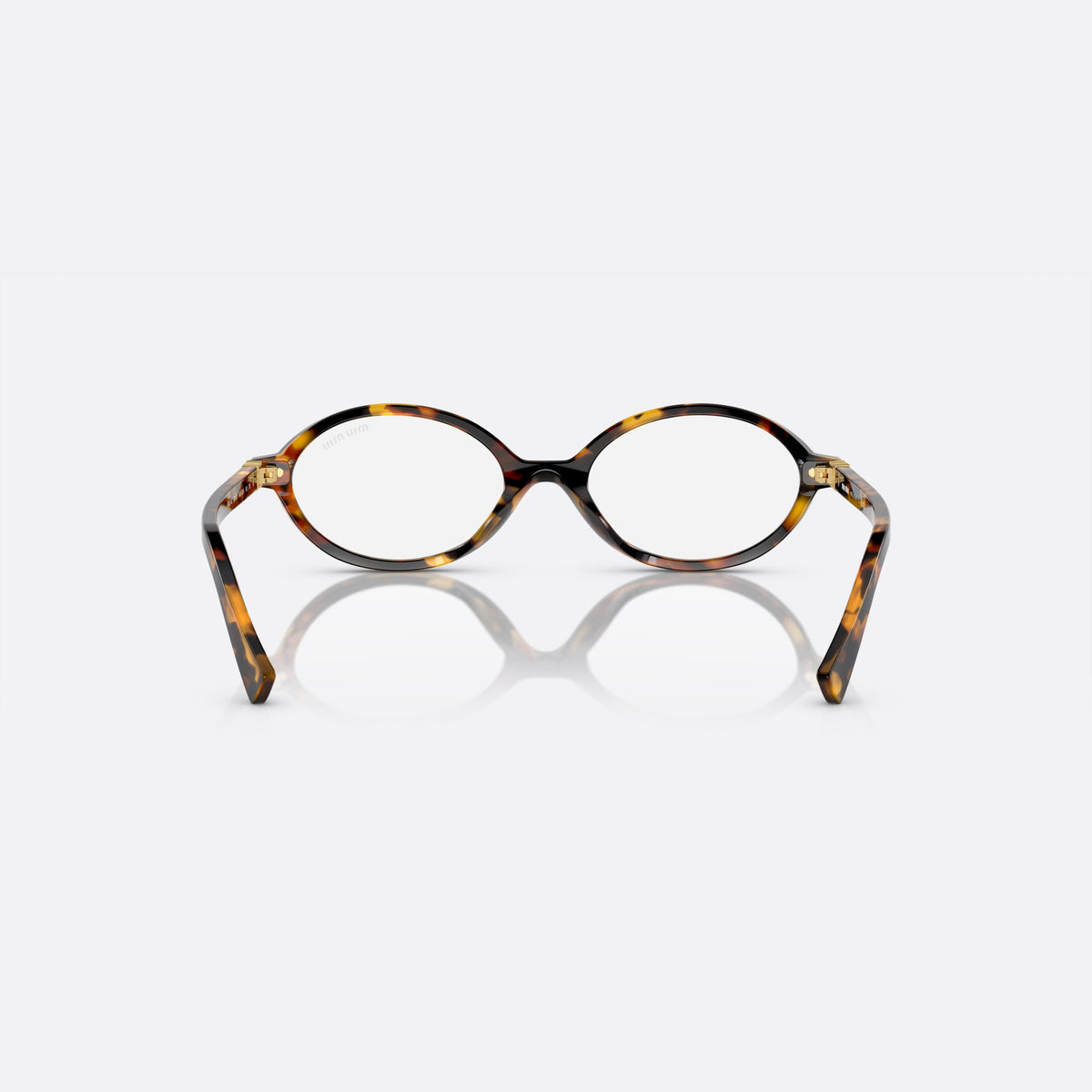 Miu Miu SMU 04ZS VAU-08N sunglasses, havana oval frame for women, plain bridge, brand lettering on temples, full-rim frame, back view