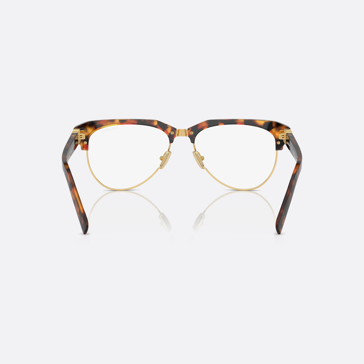 Ochelari de soare Miu Miu SMU 09ZS 19P-08N, pilot havana, pentru femei, punte metalică cu accent auriu, brațe subțiri, conice, vedere din spate