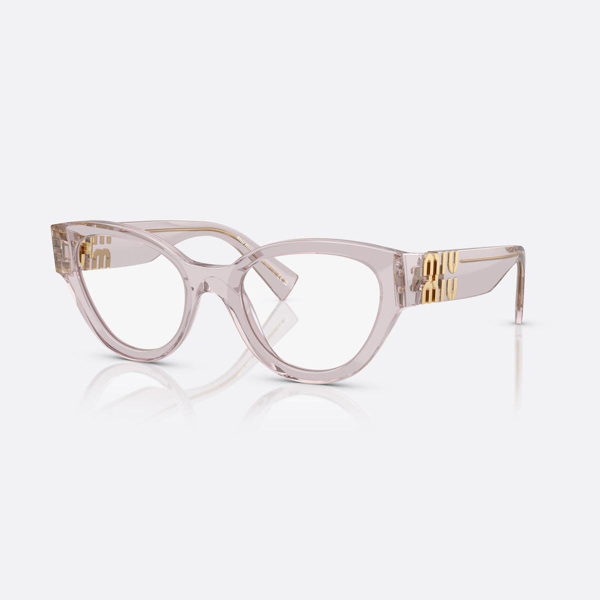 Rame ochelari de vedere Miu Miu VMU 01VV 12W1O1, cat eye roz, pentru femei, punte keyhole, literele brandului pe brațe, ramă completă