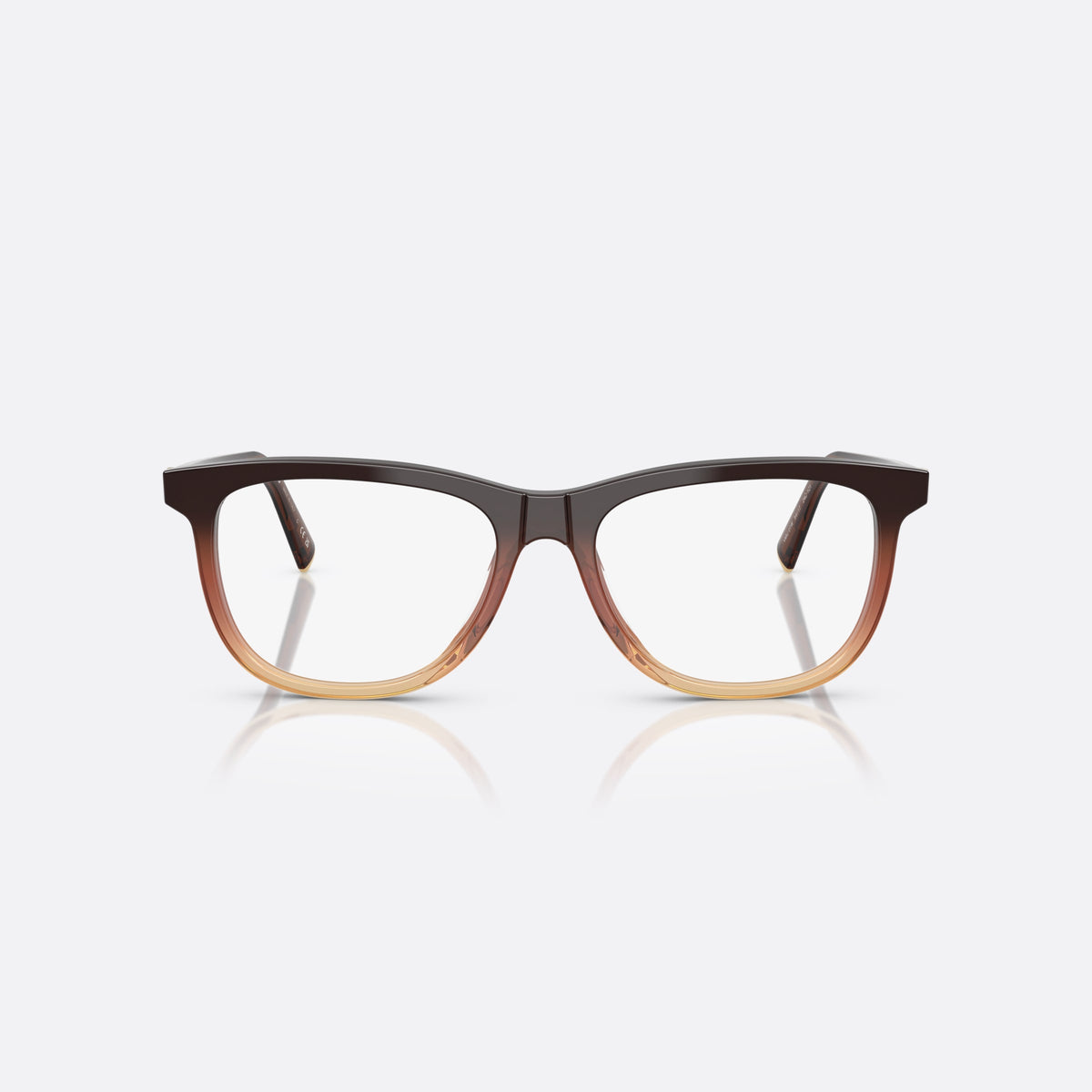 Miu Miu MU 01WV 24C1O1 eyeglasses, brown squared frame for women, plain bridge with central ridge, slim tapered temples, front view