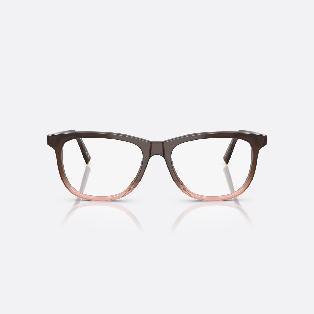 Miu Miu VMU 01WV 25C1O1 eyeglasses, brown squared frame for women, plain bridge with central ridge, full-rim thick frame, front view
