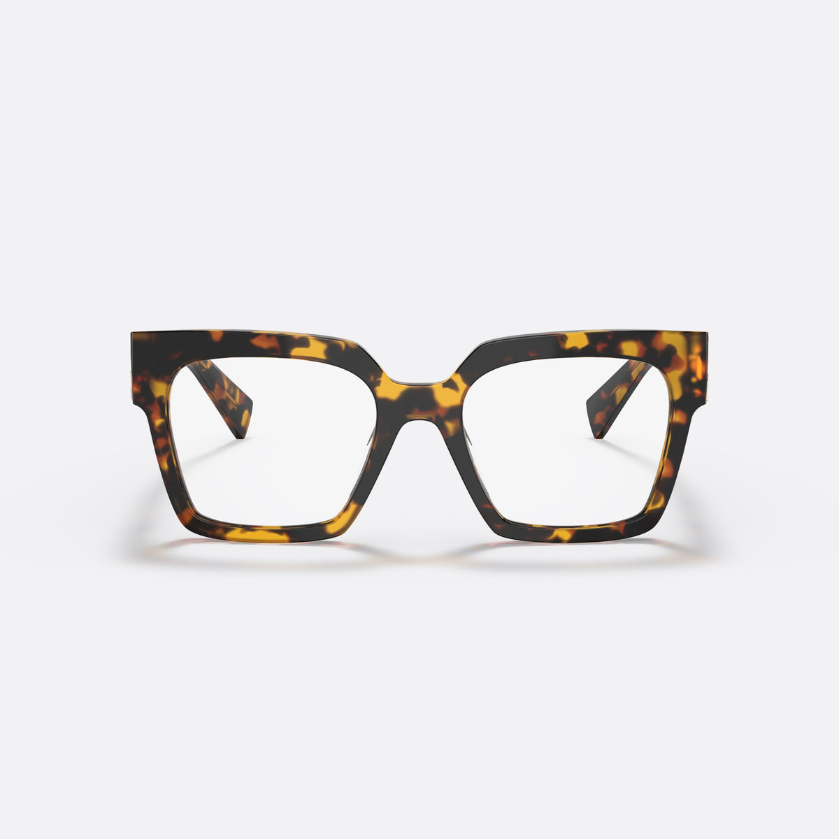 Miu Miu VMU 04UV VAU-1O1 eyeglasses, havana squared frame for women, plain saddle bridge, brand lettering on temples, front view