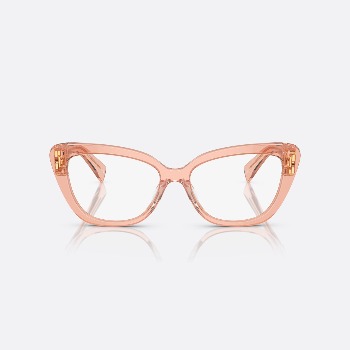 Rame ochelari de vedere Miu Miu VMU 05VV 13T-1O1, patrati roz, pentru femei, punte simplă, literele brandului pe brațe, vedere din față