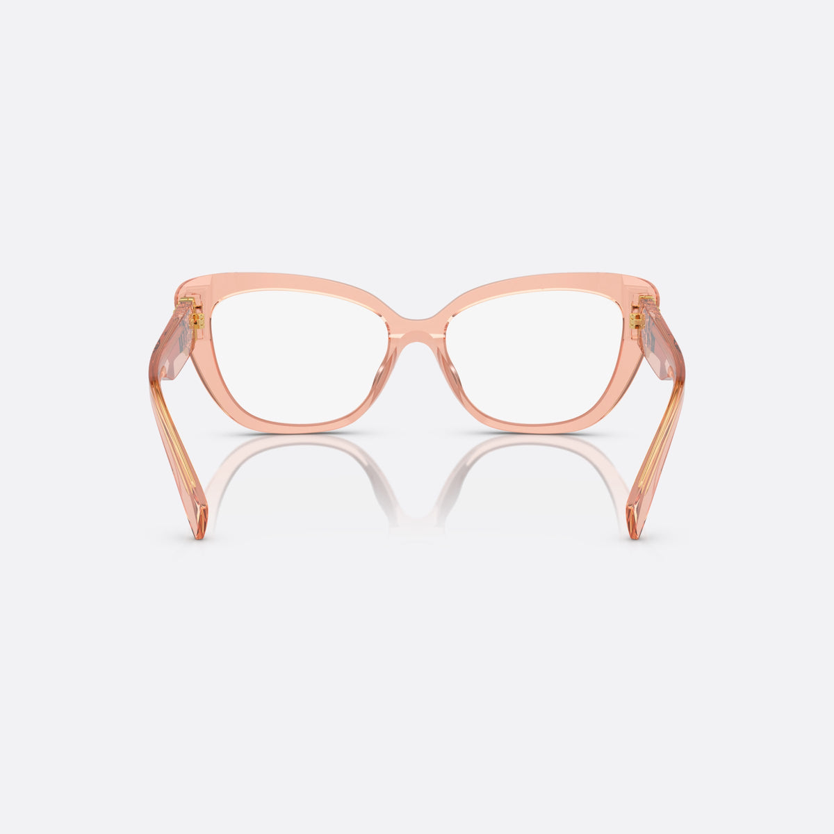 Rame ochelari de vedere Miu Miu VMU 05VV 13T-1O1, patrati roz, pentru femei, punte simplă, literele brandului pe brațe, vedere din spate