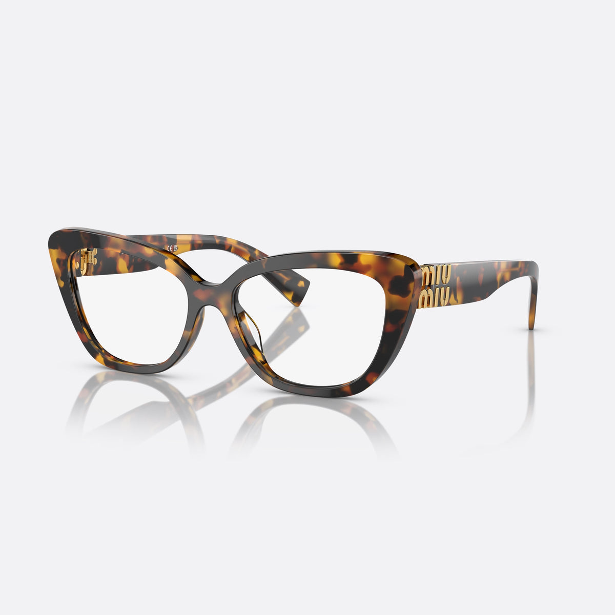 Rame ochelari de vedere Miu Miu MU 05VV VAU-1O1, patrati havana, pentru femei, punte simplă cu adâncitură, literele brandului pe braț