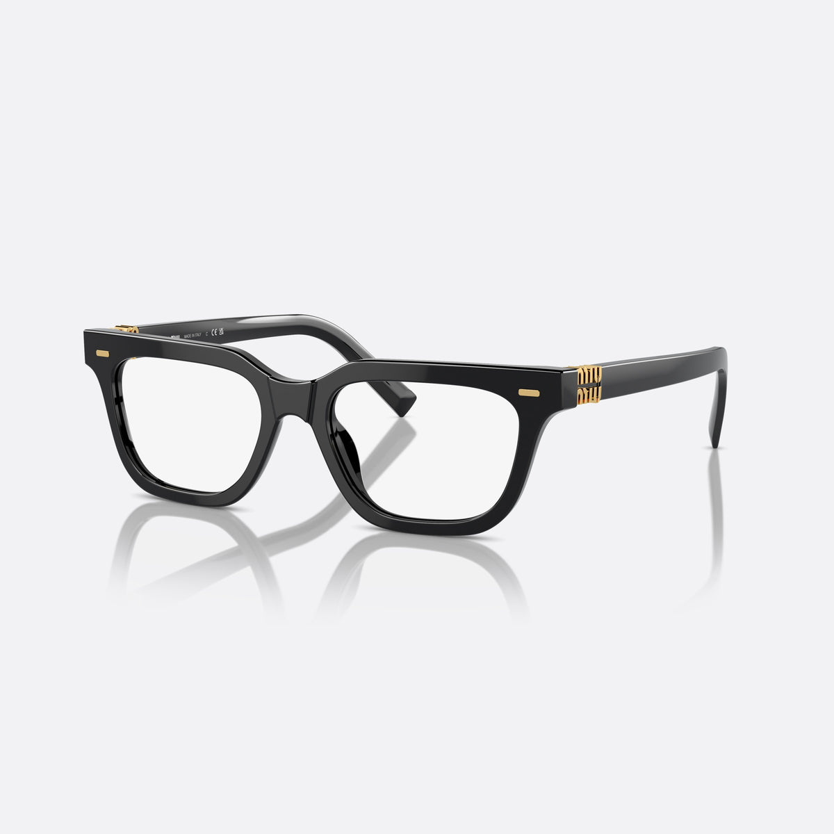 Rame ochelari de vedere Miu Miu VMU 07XV 16K-1O1, geometrica negru, pentru femei, punte keyhole, litere ale brandului pe brațe, ramă completă
