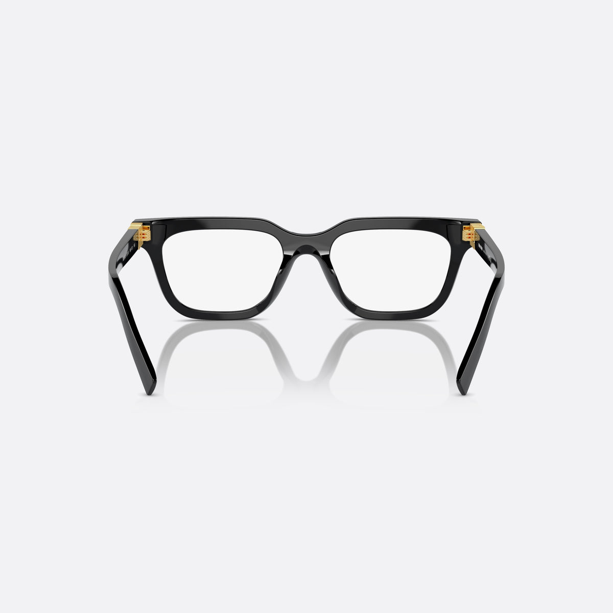 Rame ochelari de vedere Miu Miu VMU 07XV 16K-1O1, geometrica negru, pentru femei, punte keyhole, litere ale brandului pe brațe, ramă completă, vedere din spate