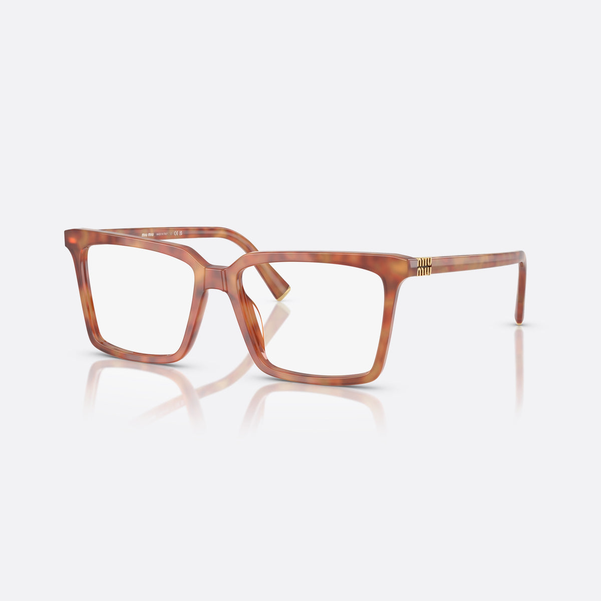 Rame ochelari de vedere Miu Miu MU 08XV 4BW1O1, patrati havana, pentru femei, punte keyhole, literele brandului pe braț