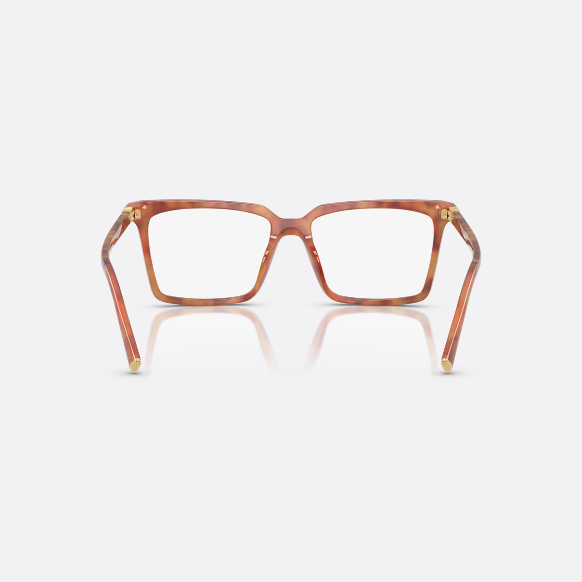 Rame ochelari de vedere Miu Miu MU 08XV 4BW1O1, patrati havana, pentru femei, punte keyhole, literele brandului pe braț, vedere din spate