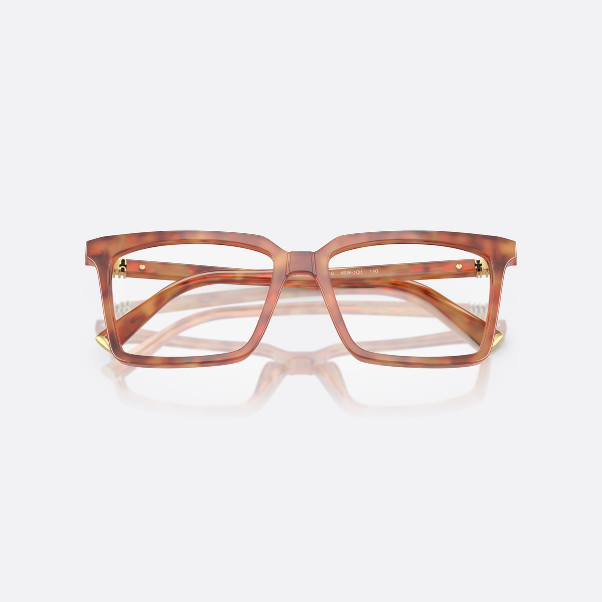 Rame ochelari de vedere Miu Miu MU 08XV 4BW1O1, patrati havana, pentru femei, punte keyhole, literele brandului pe braț, cu brațele pliate
