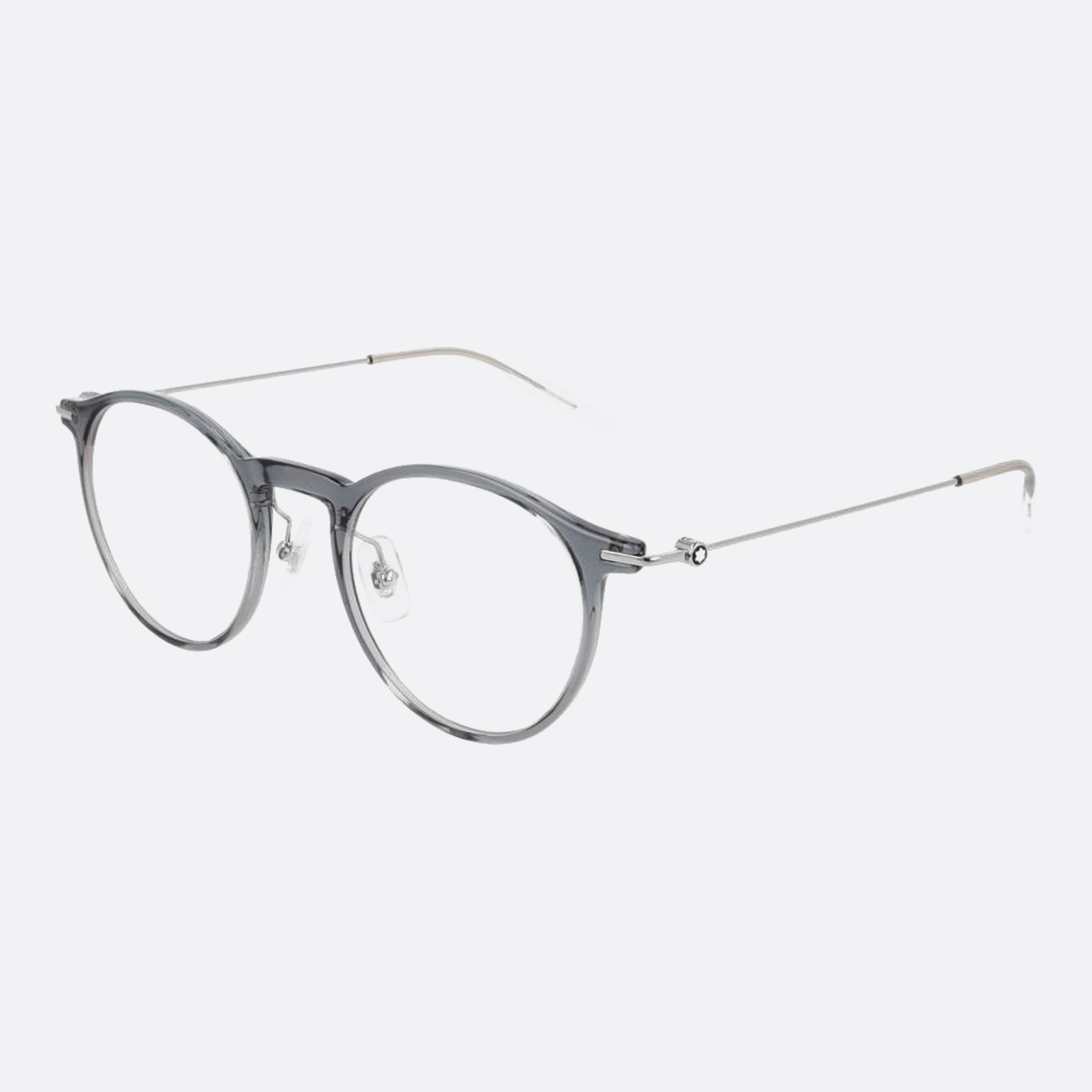 Montblanc 48mm Grey Round Man Eyeglasses - Side View