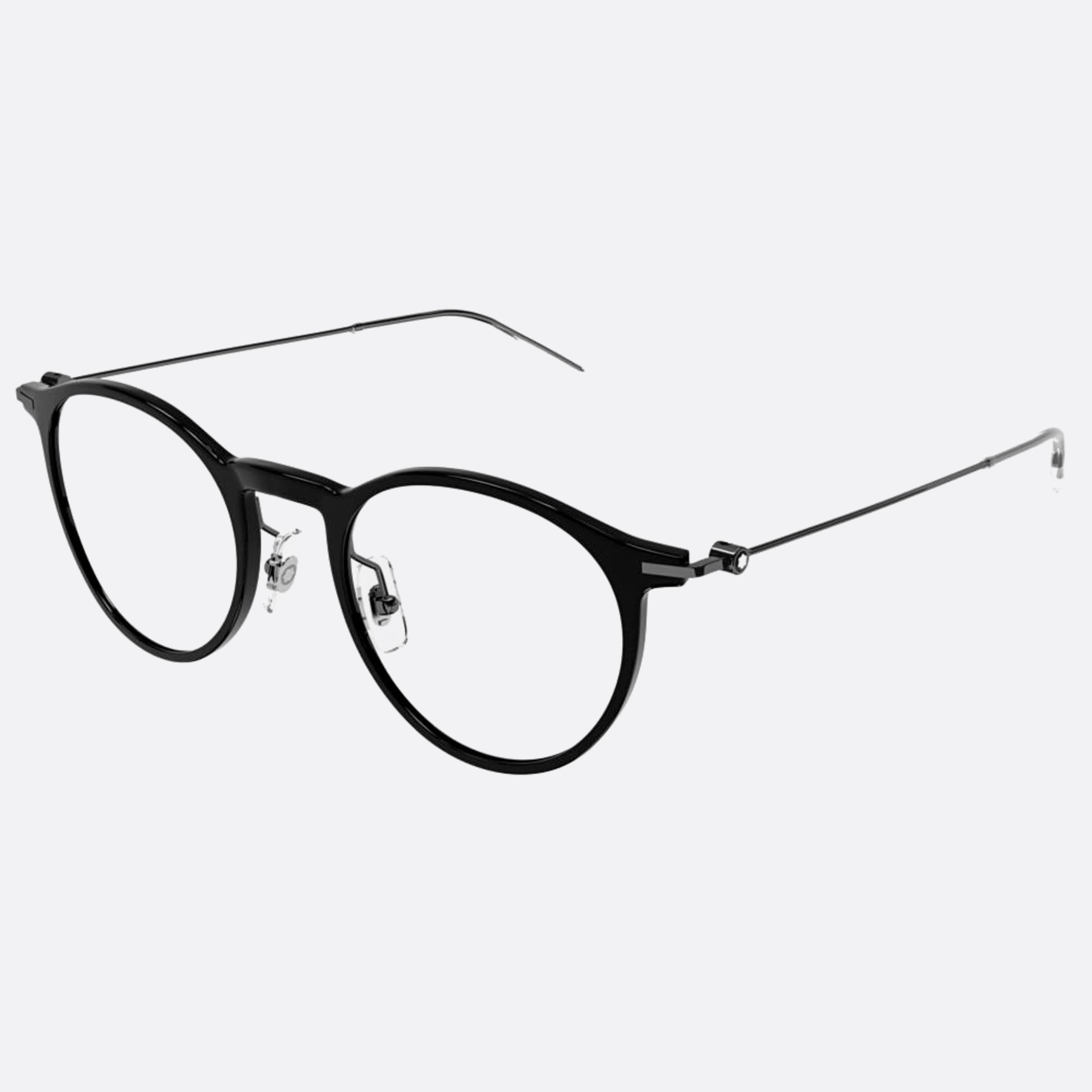 Montblanc 48mm Black Round Man Eyeglasses - Side View