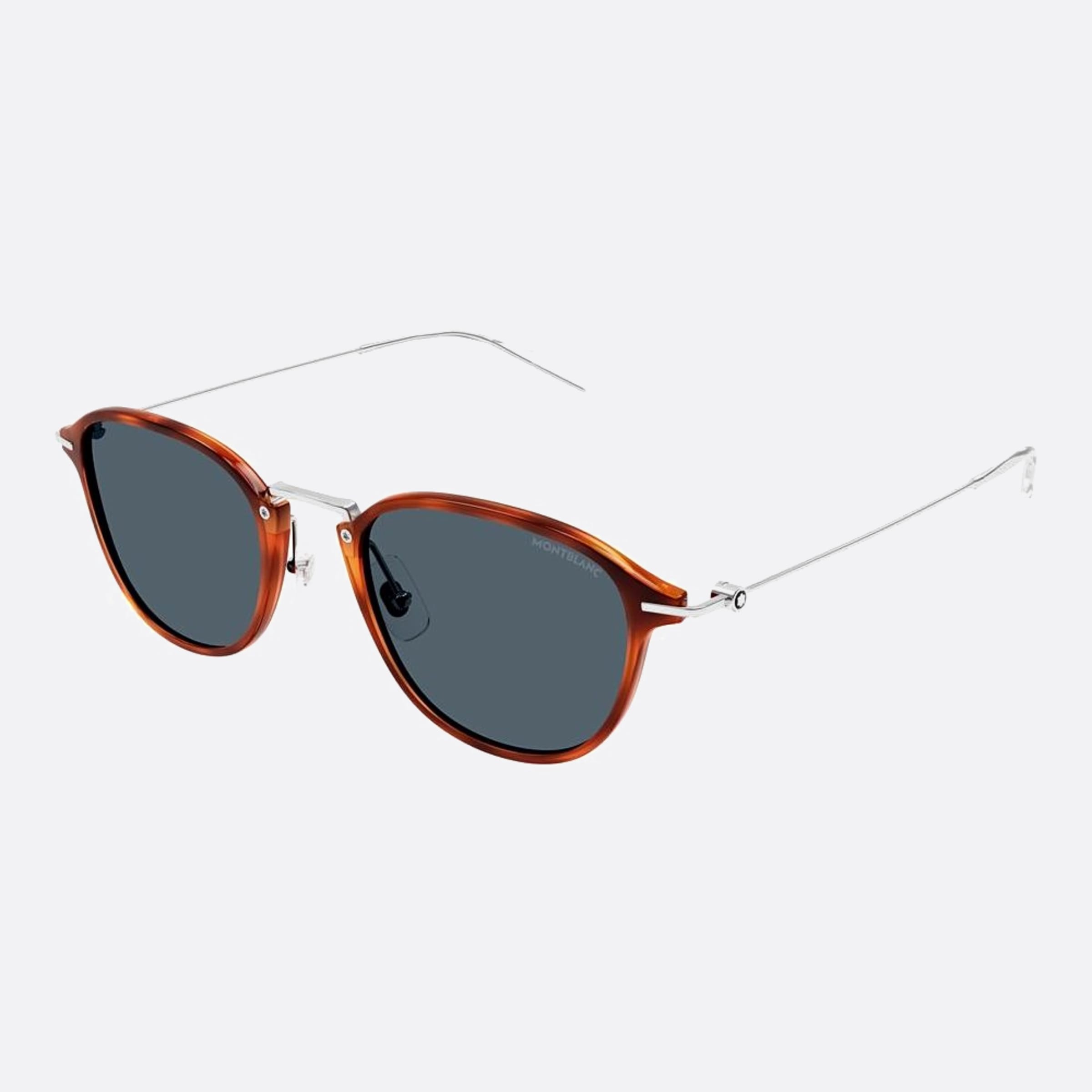 Montblanc 51mm Ruthenium Geometric Men Sunglasses - Side View