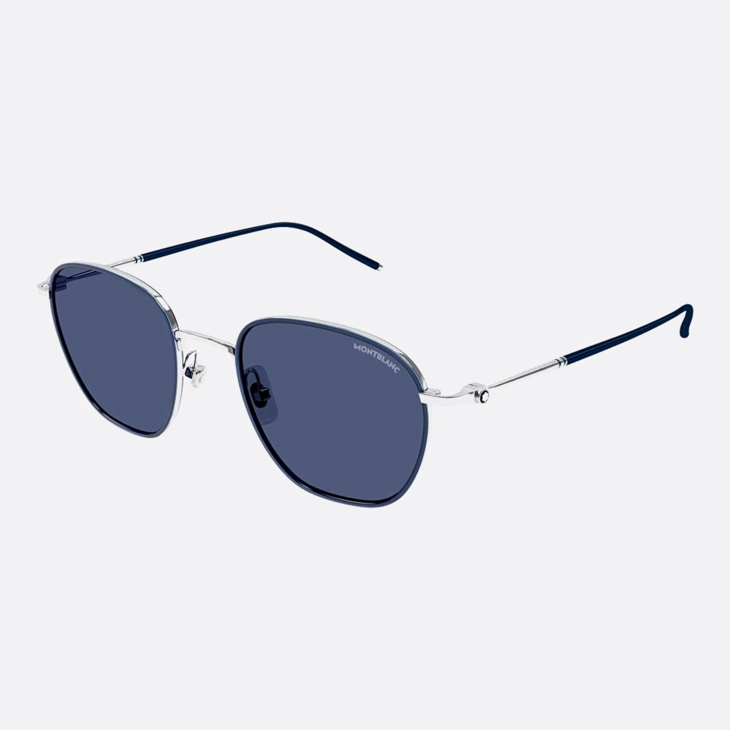 Montblanc 49mm Blue Geometric Man Sunglasses - Side View