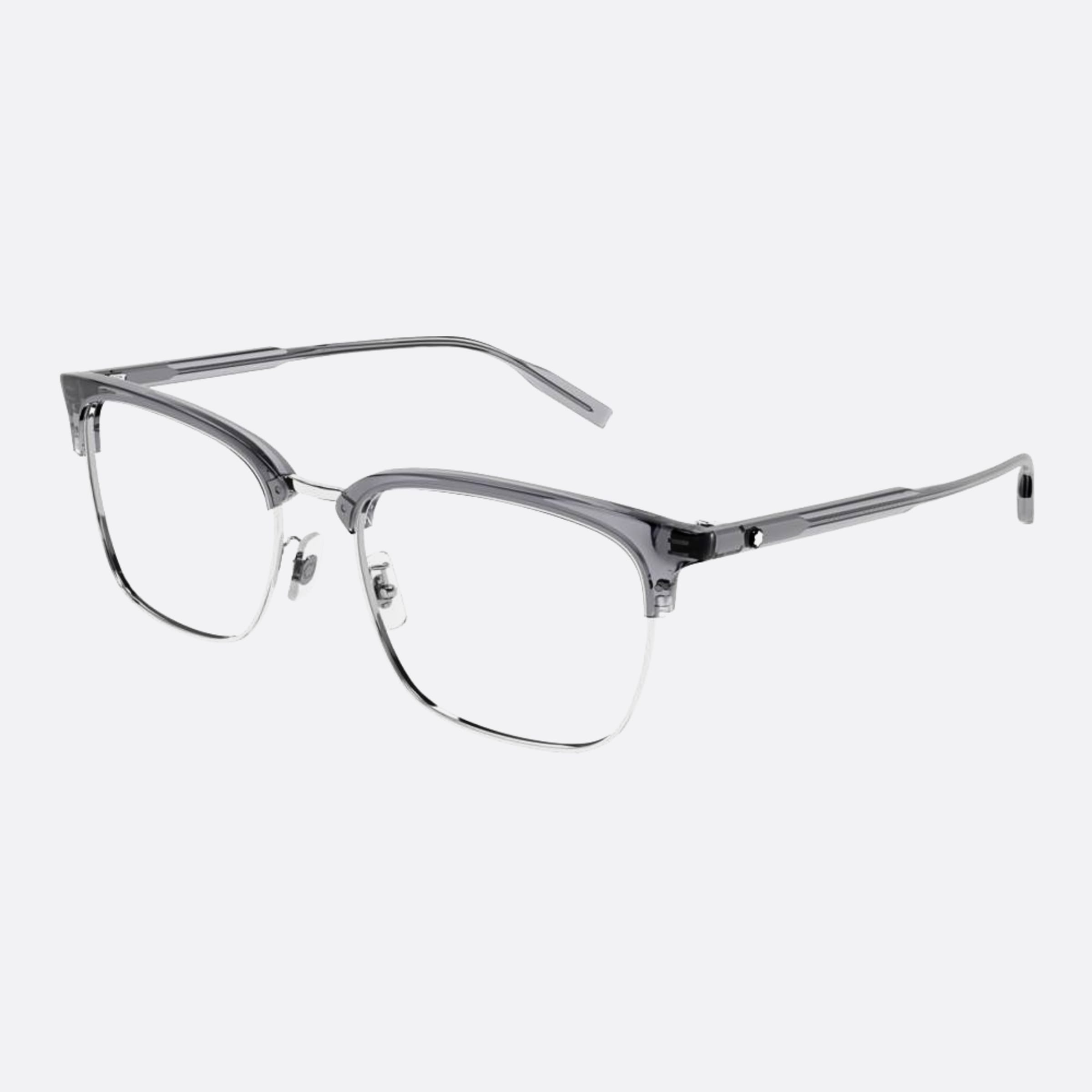 Montblanc 56mm Mb0199oa Grey Squared Man Eyeglasses - Side View