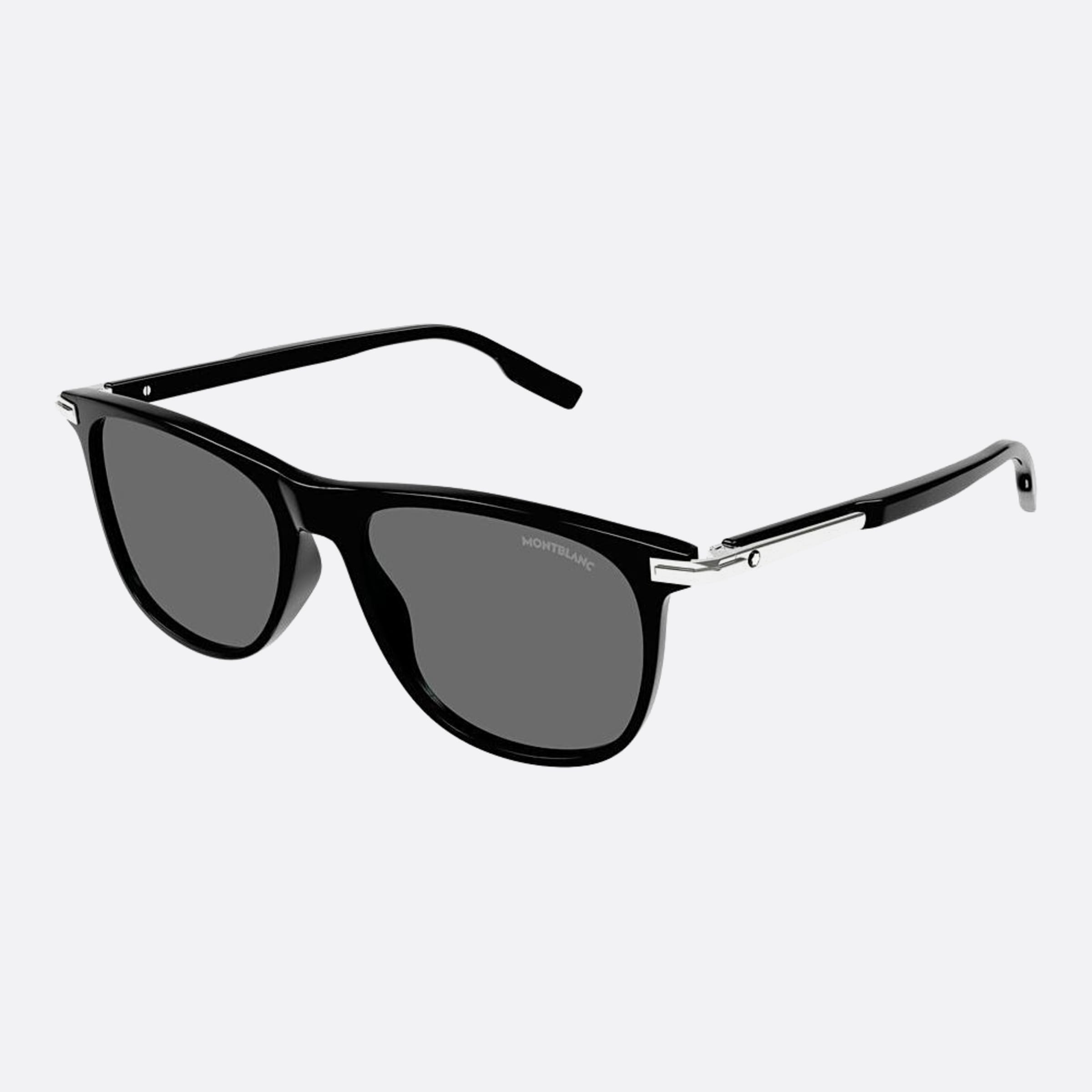 Montblanc 56mm Black Squared Man Sunglasses - Side View